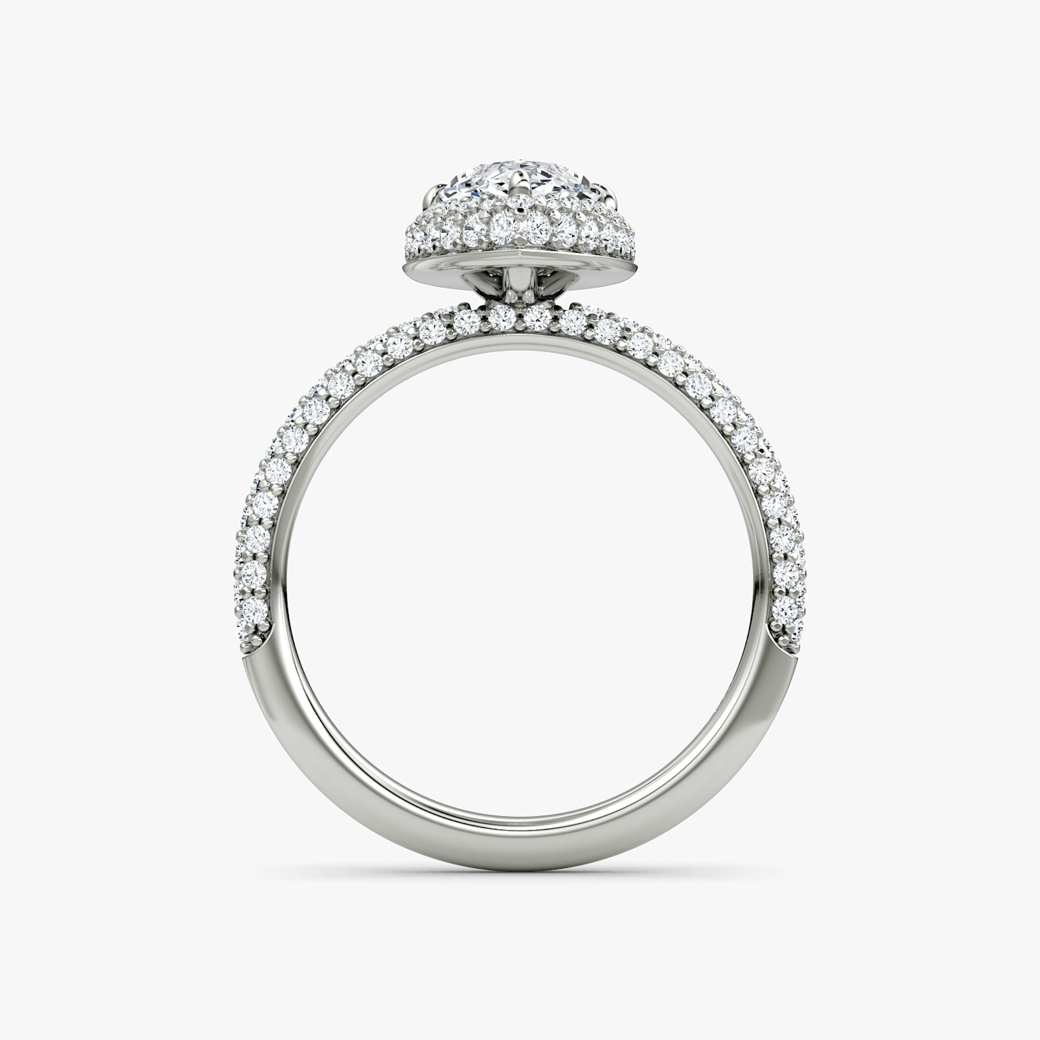 The Halo Dome | Marquise | 18k | White Gold | bandAccent: Pavé | diamondOrientation: vertical | caratWeight: other