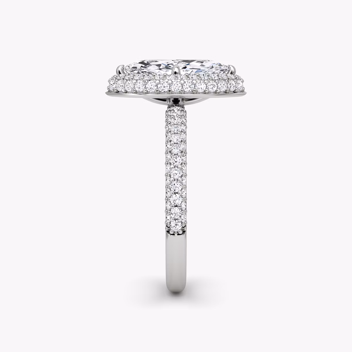 Anillo de compromiso Halo Dome | Marquise | Platino | bandAccent: Pavé | diamondOrientation: vertical | caratWeight: other