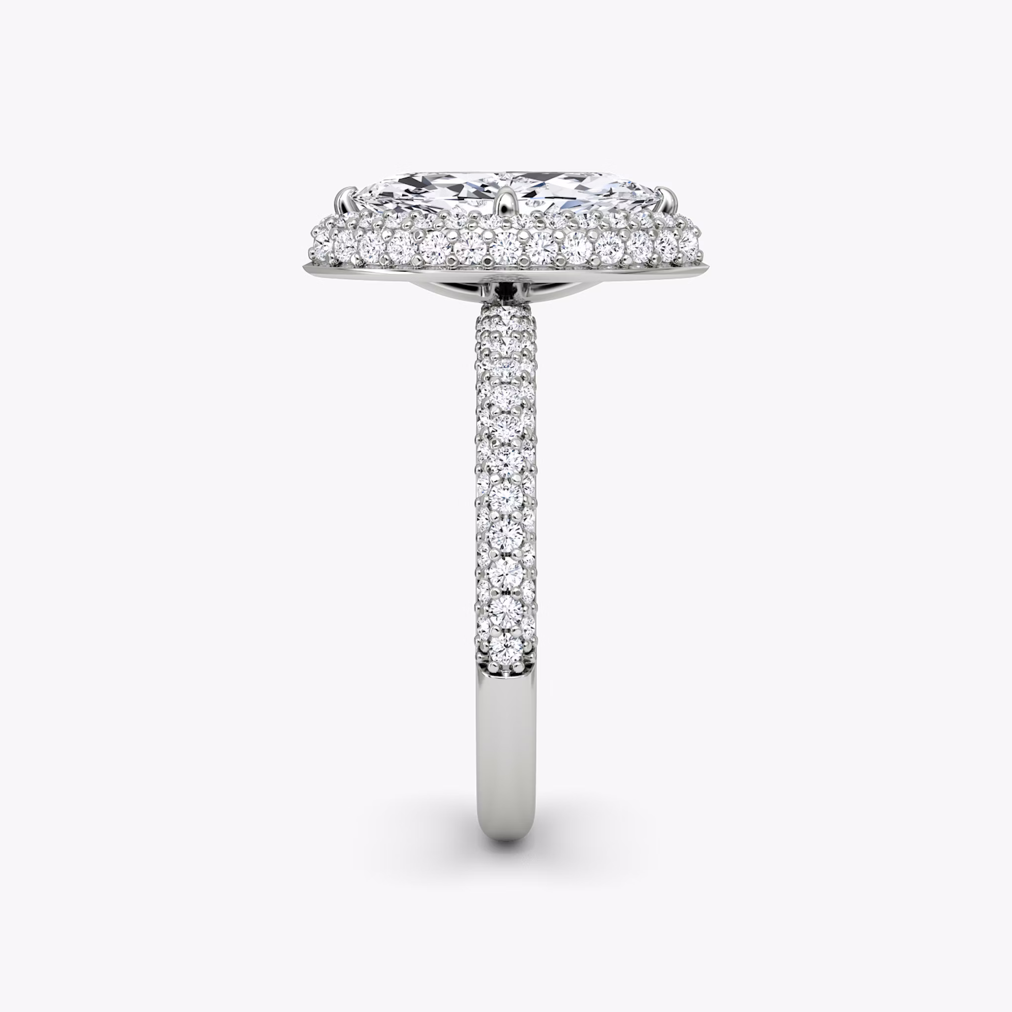 The Halo Dome | Marquise | 18k | White Gold | bandAccent: Pavé | diamondOrientation: vertical | caratWeight: other