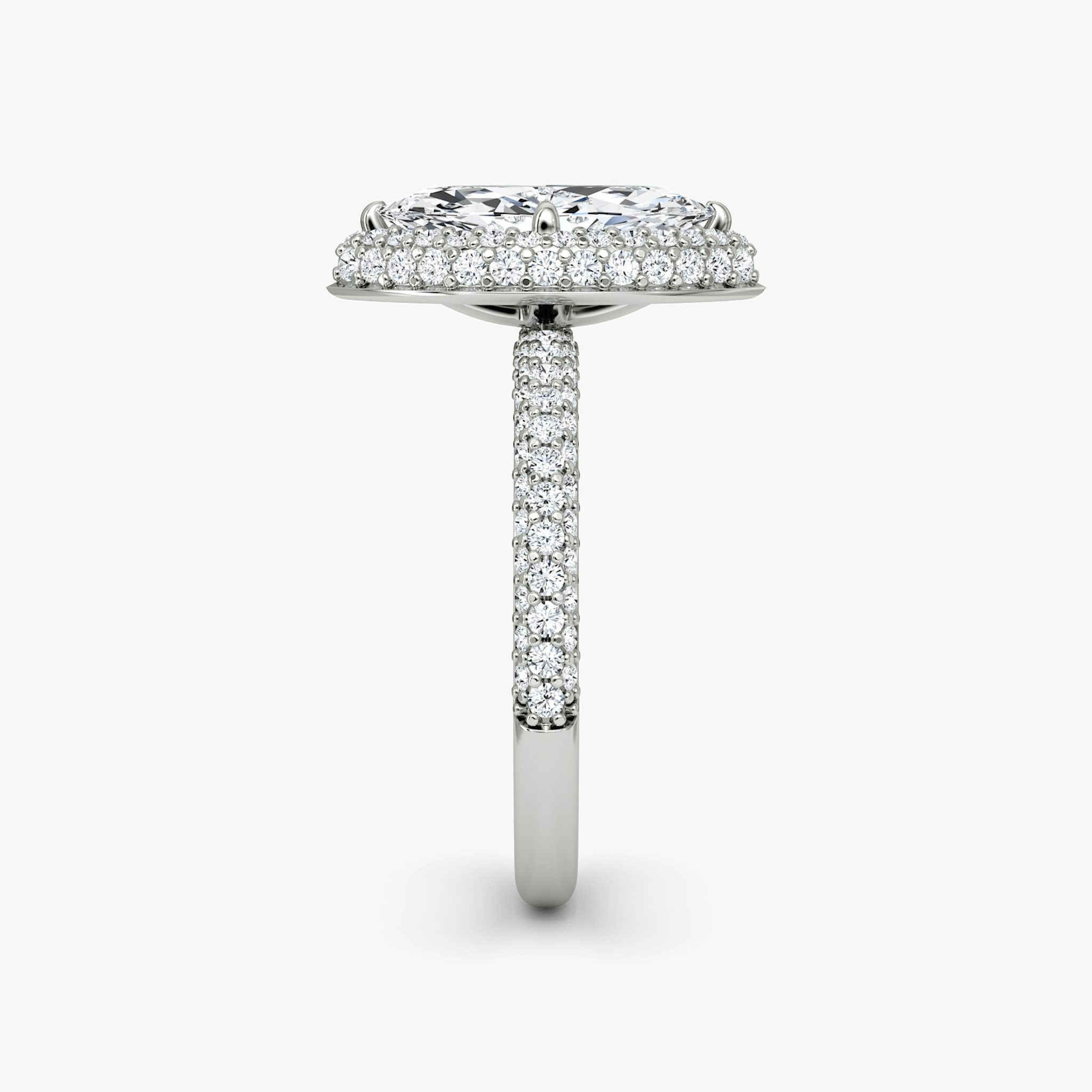 The Halo Dome | Marquise | 18k | White Gold | bandAccent: Pavé | diamondOrientation: vertical | caratWeight: other
