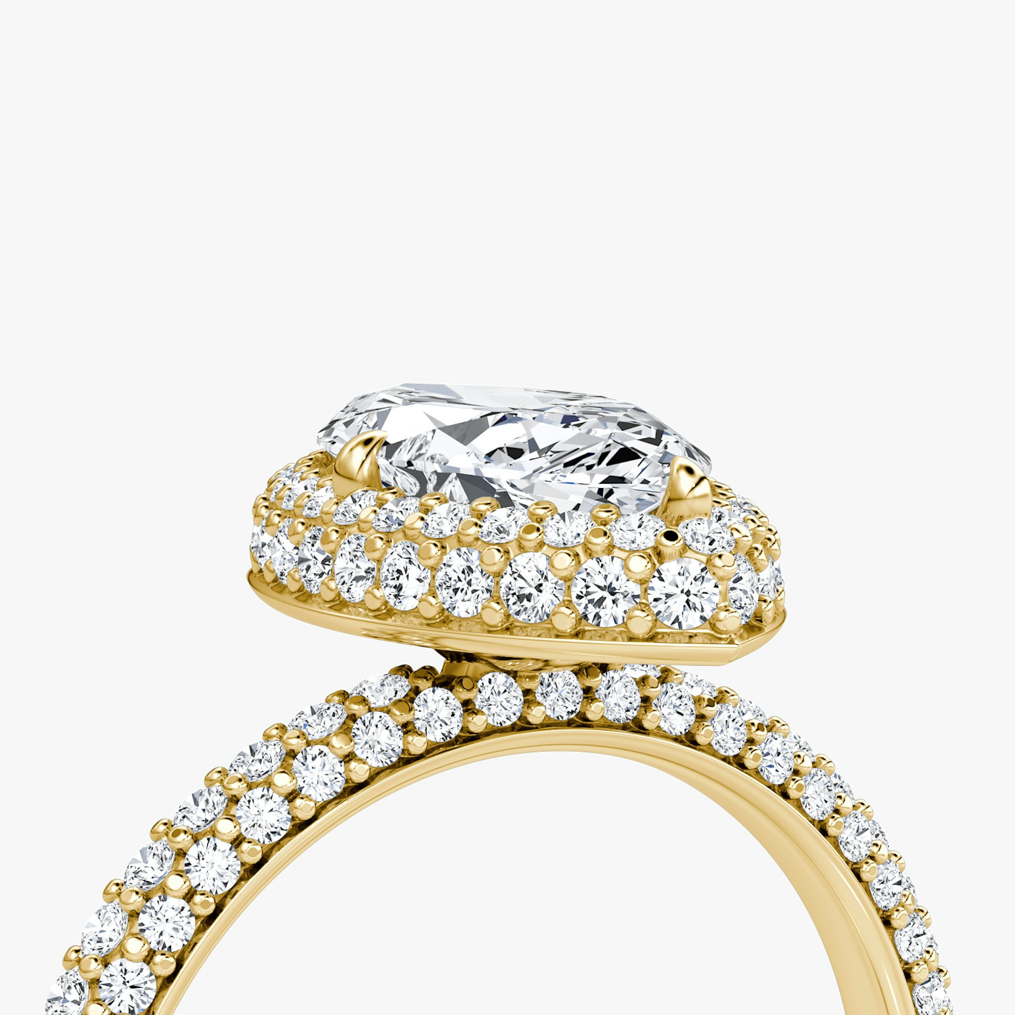 The Halo Dome | Marquise | 18k | Yellow Gold | bandAccent: Pavé | diamondOrientation: vertical | caratWeight: other