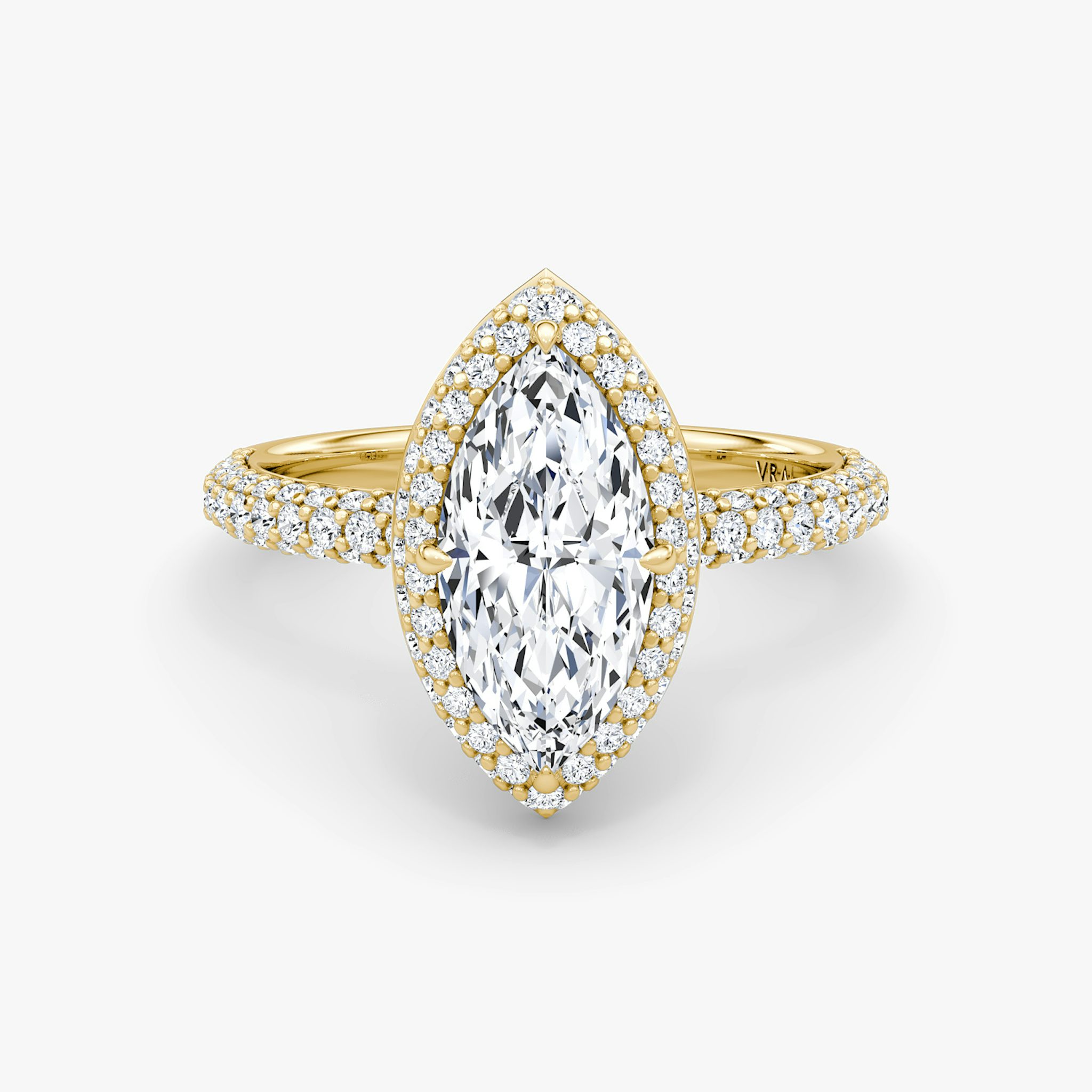 The Halo Dome | Marquise | 18k | Yellow Gold | bandAccent: Pavé | diamondOrientation: vertical | caratWeight: other