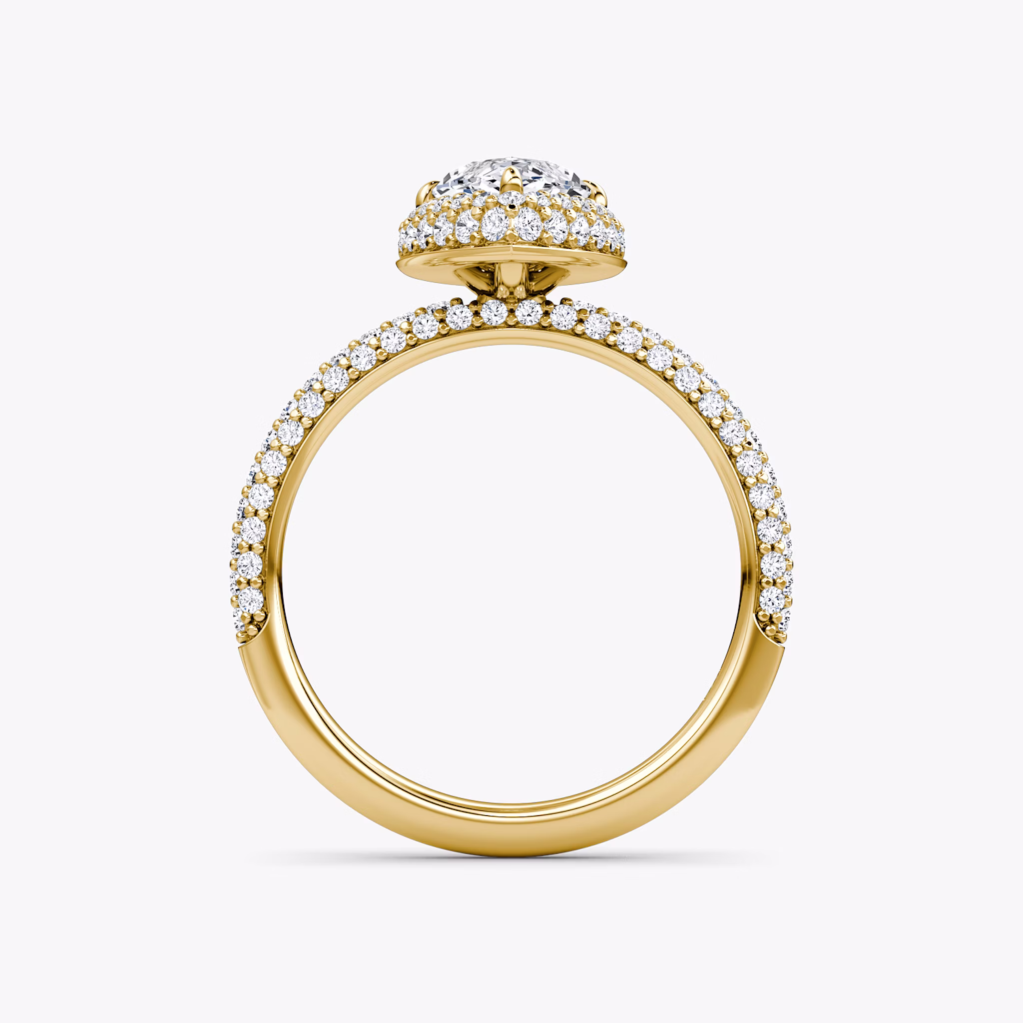 The Halo Dome | Marquise | 18k | Yellow Gold | bandAccent: Pavé | diamondOrientation: vertical | caratWeight: other