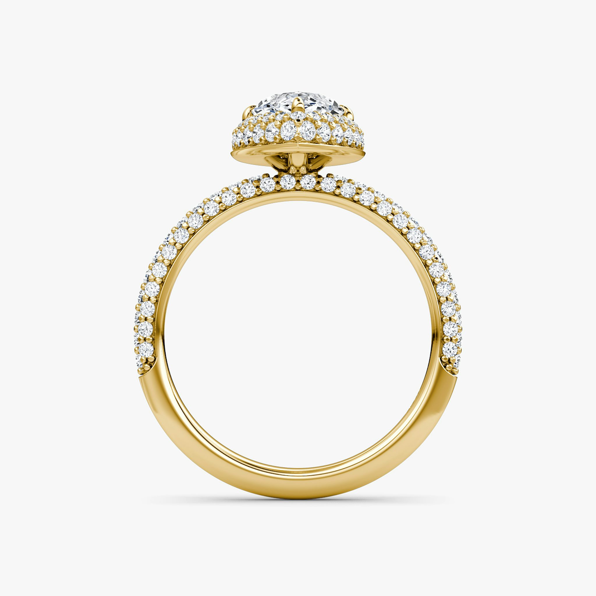 The Halo Dome | Marquise | 18k | Yellow Gold | bandAccent: Pavé | diamondOrientation: vertical | caratWeight: other