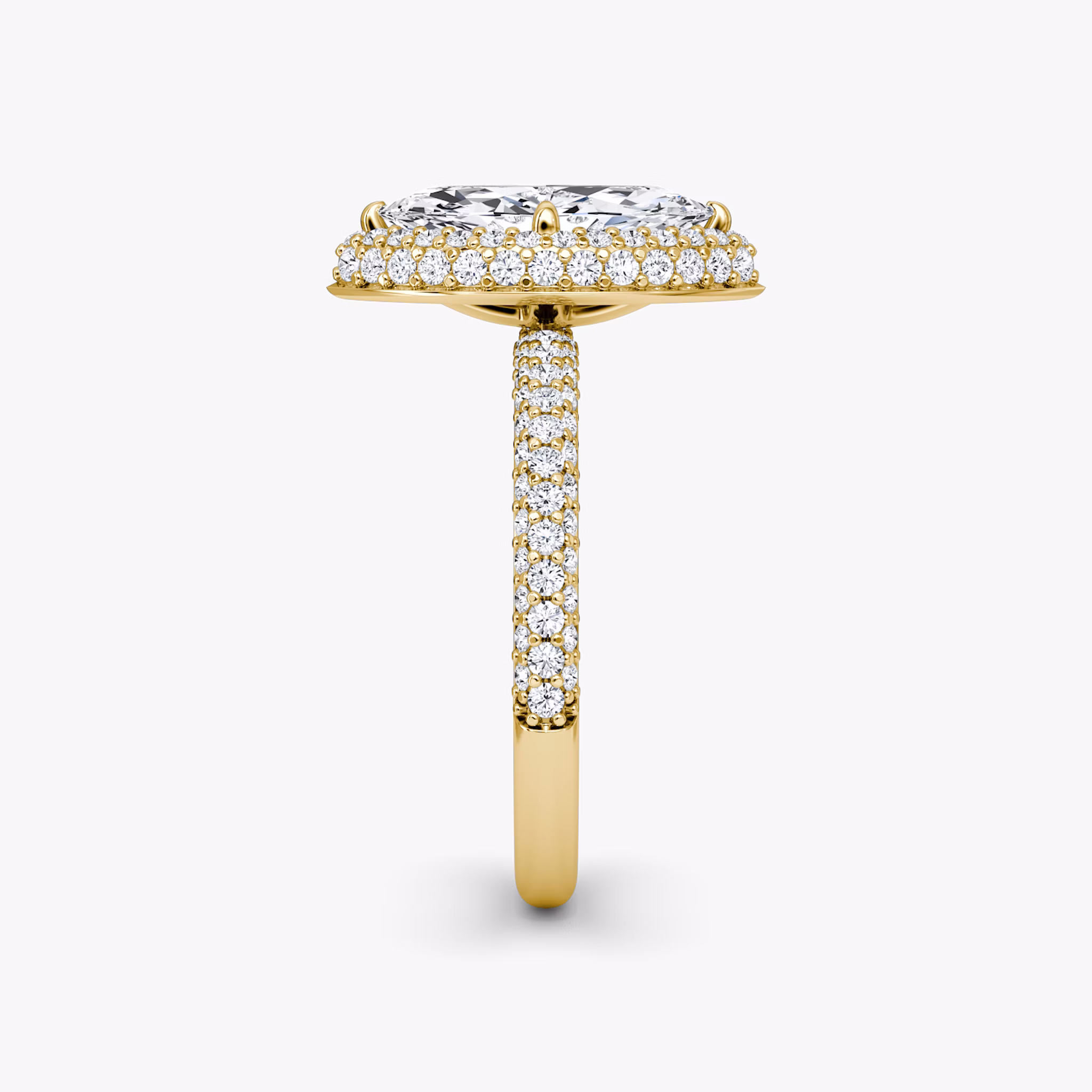 The Halo Dome | Marquise | 18k | Yellow Gold | bandAccent: Pavé | diamondOrientation: vertical | caratWeight: other