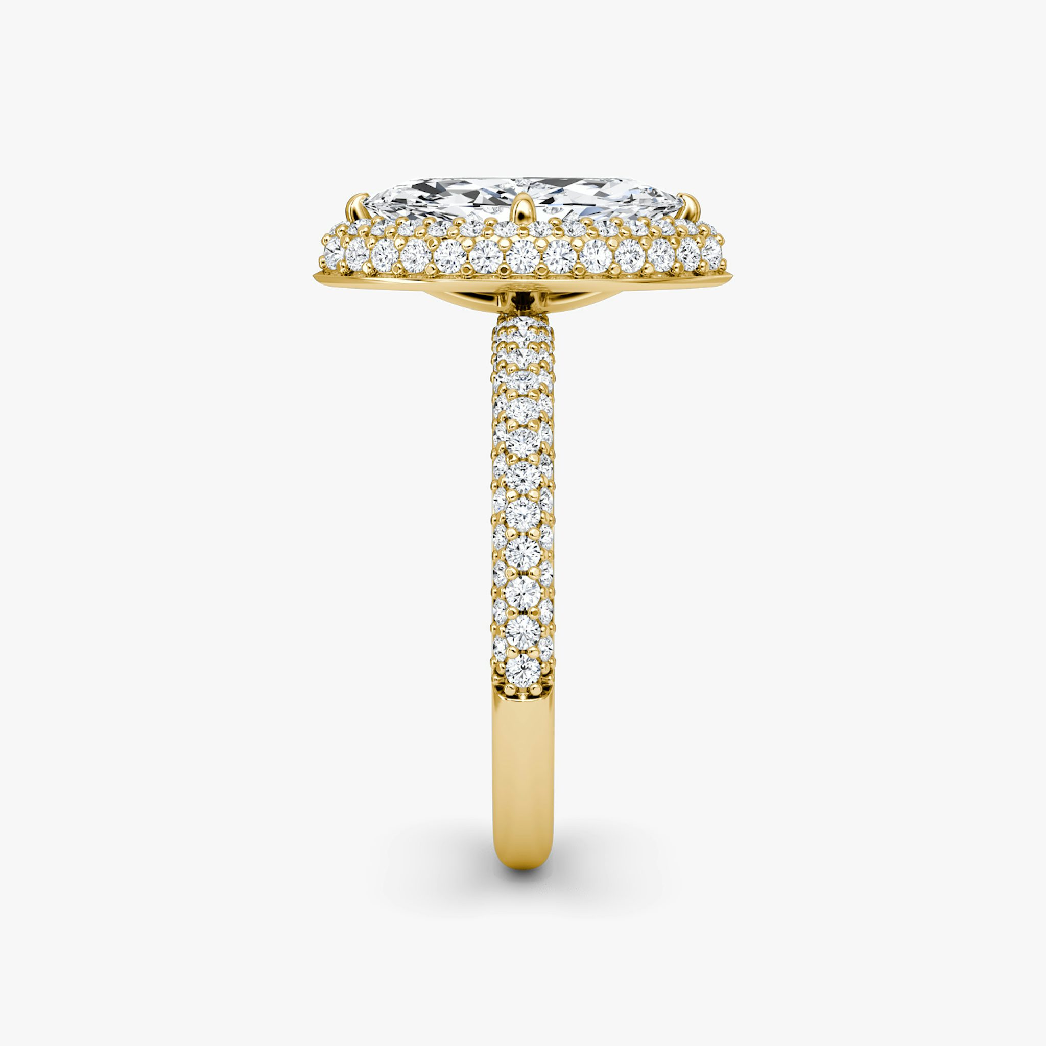 The Halo Dome | Marquise | 18k | Yellow Gold | bandAccent: Pavé | diamondOrientation: vertical | caratWeight: other