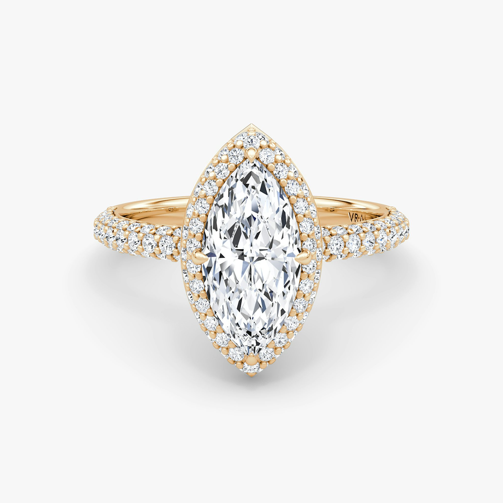 The Halo Dome | Marquise | 14k | Rose Gold | bandAccent: Pavé | diamondOrientation: vertical | caratWeight: other