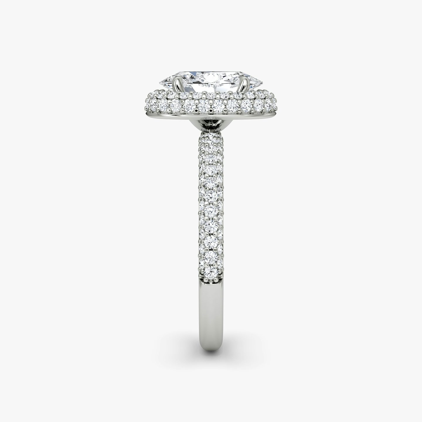 The Halo Dome | Oval | 18k | White Gold | bandAccent: Pavé | diamondOrientation: vertical | caratWeight: other