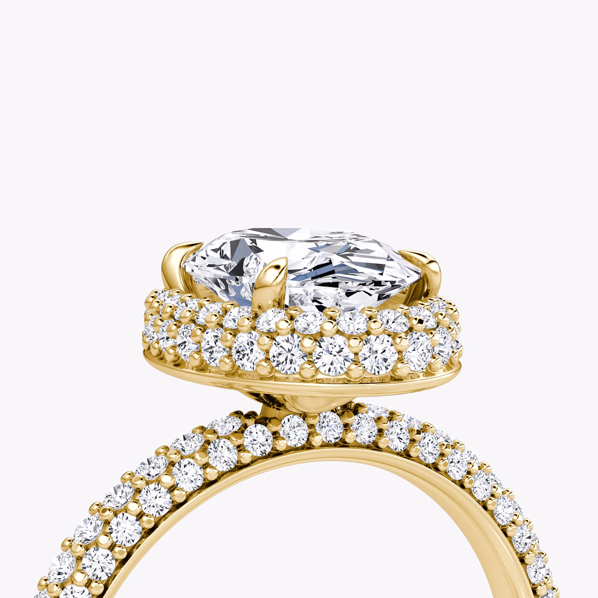 The Halo Dome | Oval | 18k | Yellow Gold | bandAccent: Pavé | diamondOrientation: vertical | caratWeight: other