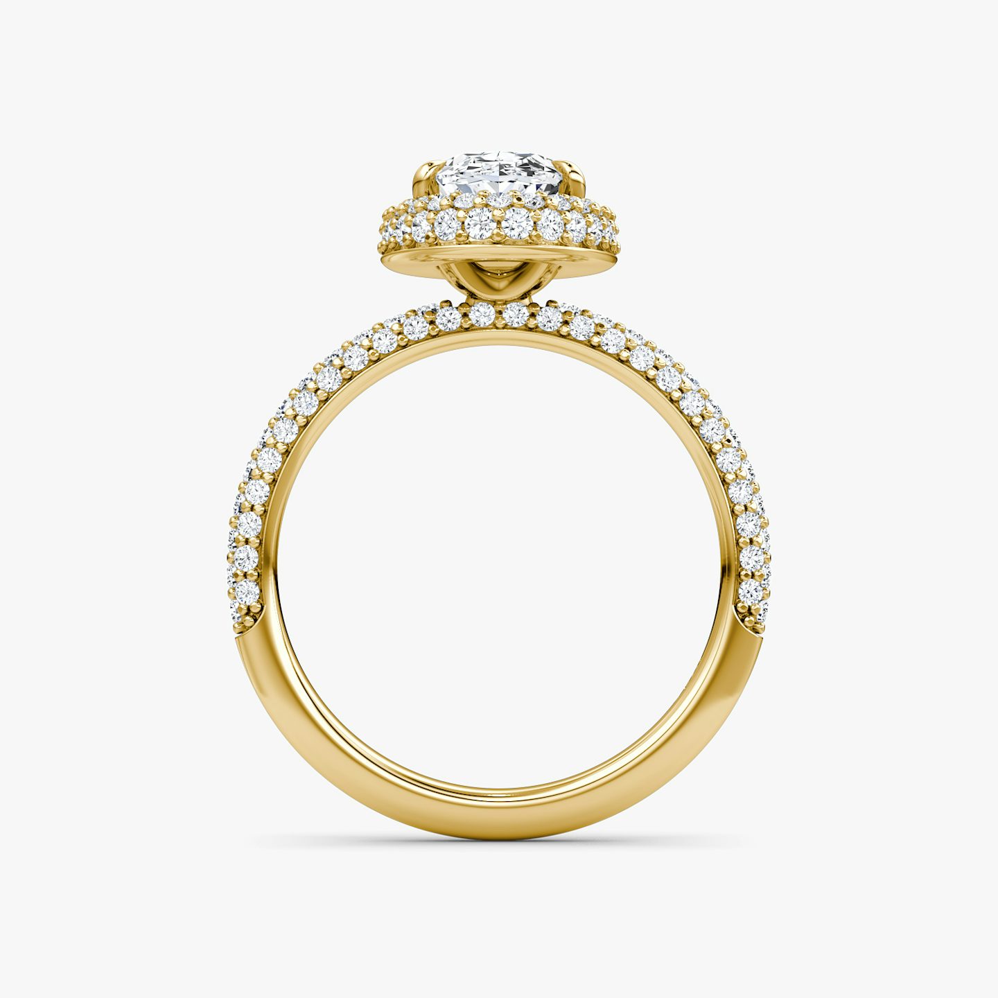 The Halo Dome | Oval | 18k | Yellow Gold | bandAccent: Pavé | diamondOrientation: vertical | caratWeight: other