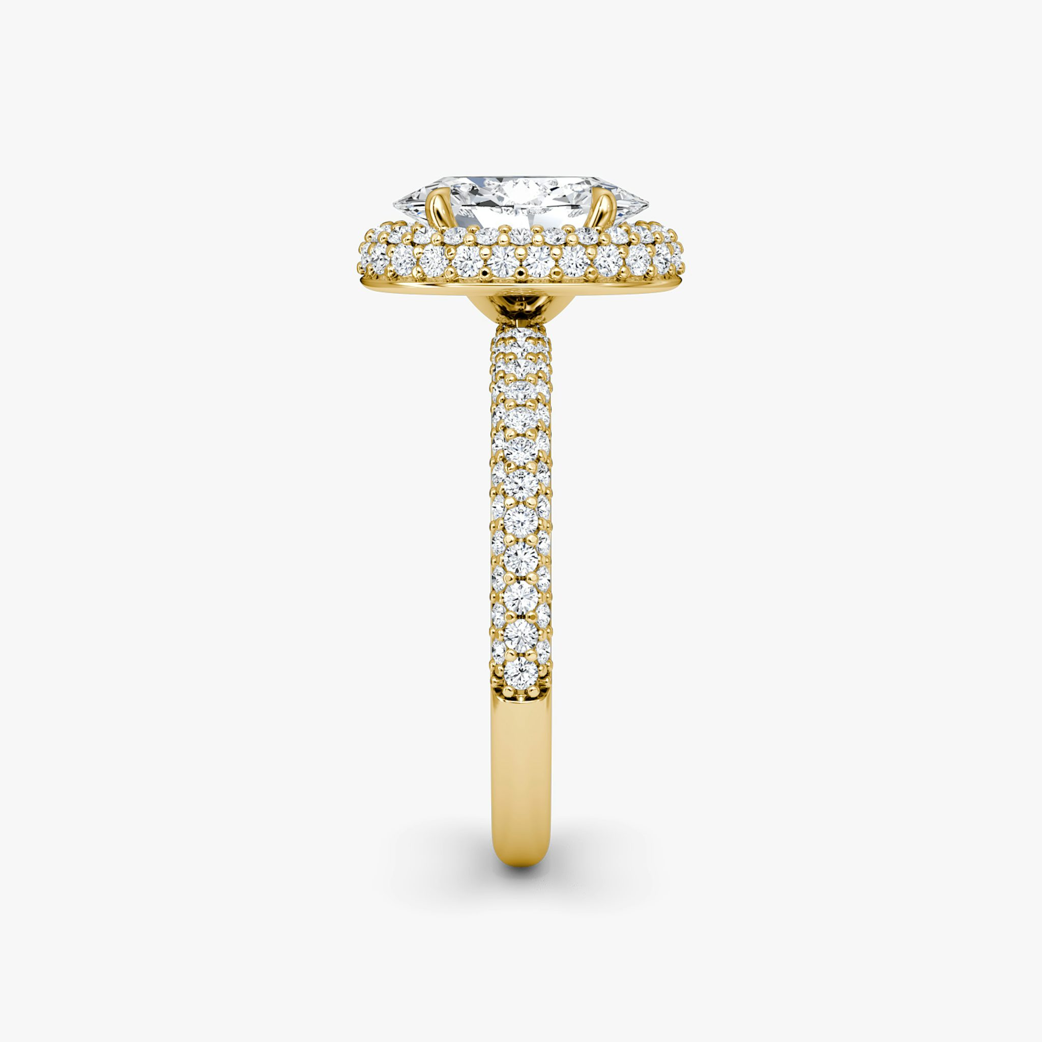 The Halo Dome | Oval | 18k | Yellow Gold | bandAccent: Pavé | diamondOrientation: vertical | caratWeight: other