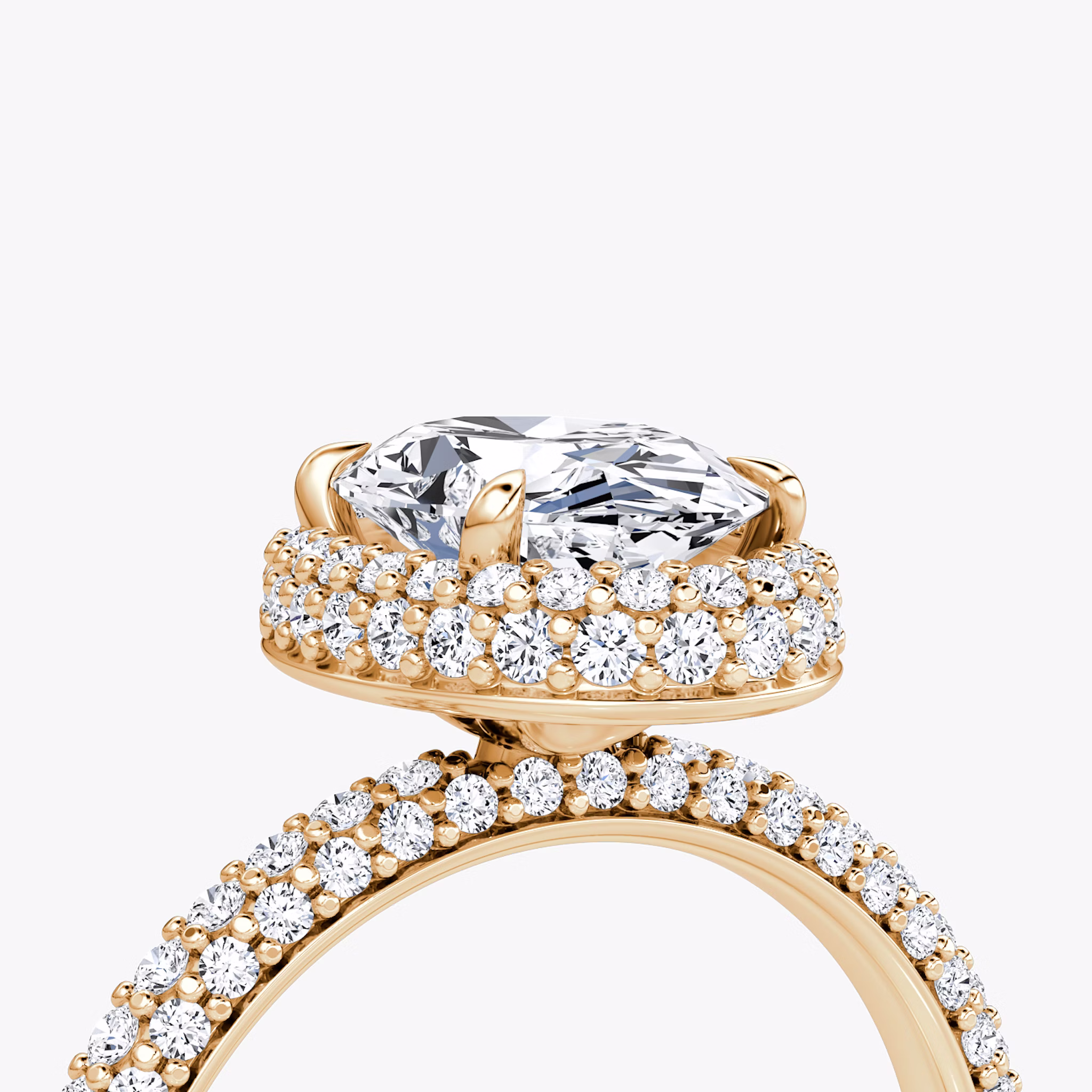 The Halo Dome | Oval | 14k | Rose Gold | bandAccent: Pavé | diamondOrientation: vertical | caratWeight: other