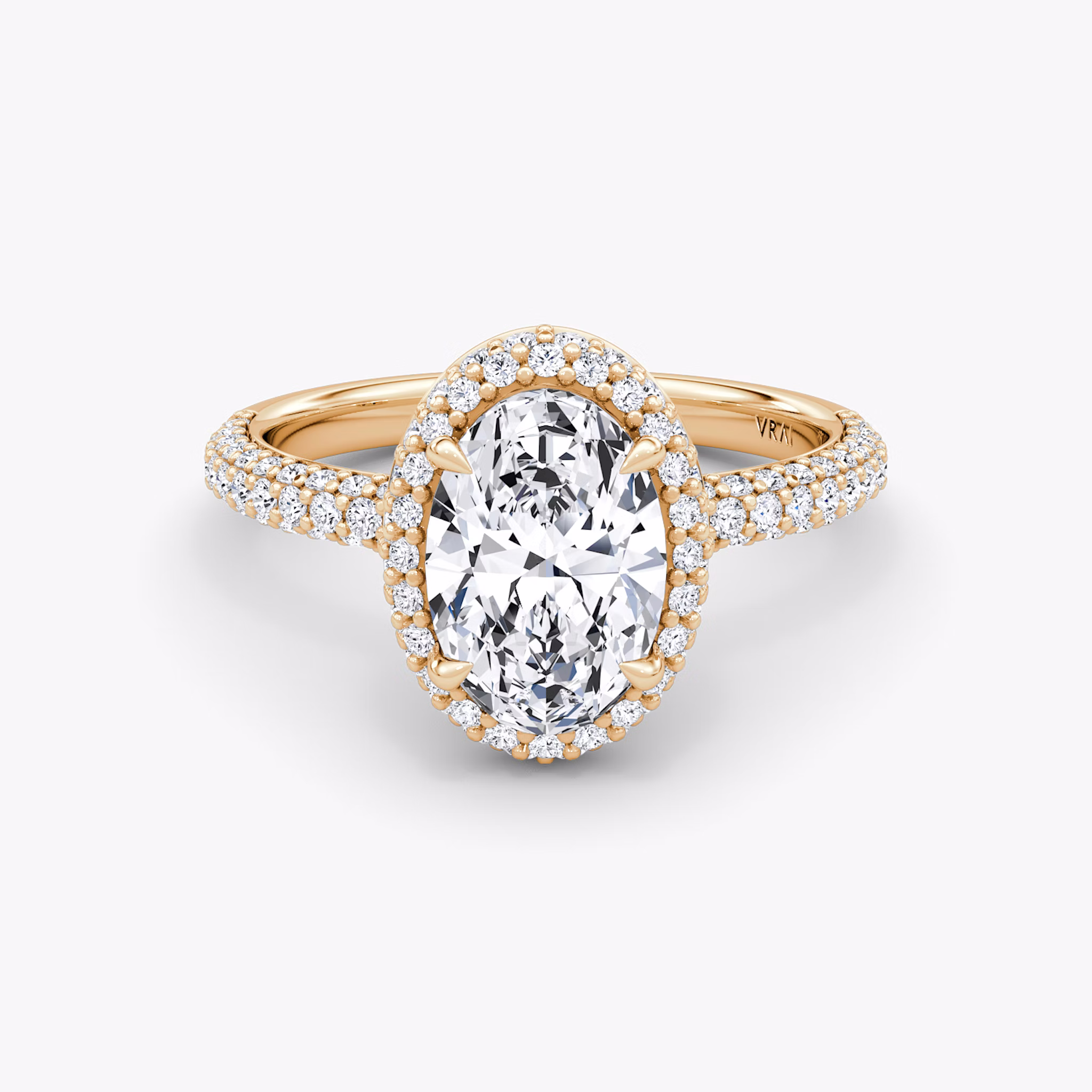 The Halo Dome | Oval | 14k | Rose Gold | bandAccent: Pavé | diamondOrientation: vertical | caratWeight: other