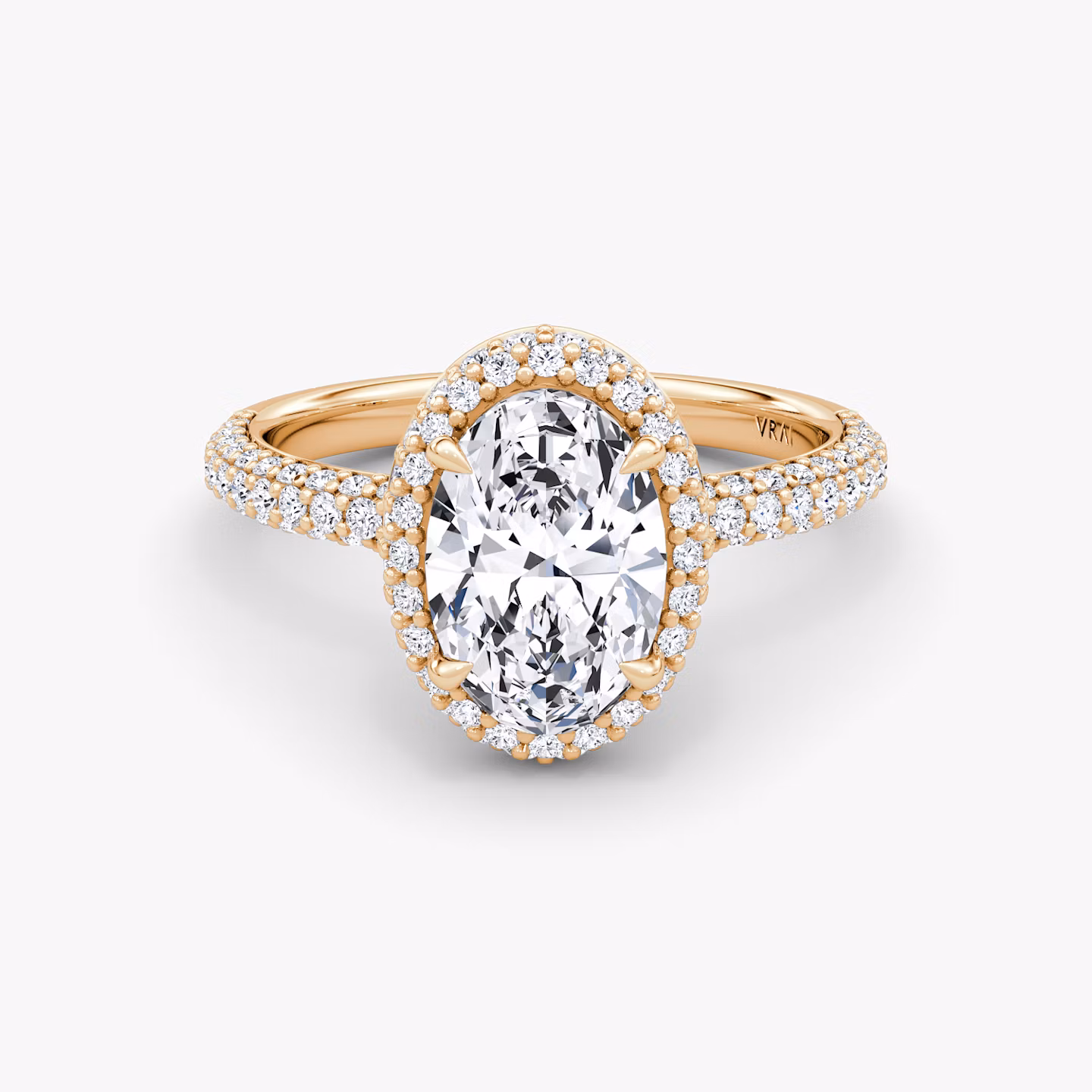 The Halo Dome | Oval | 14k | Rose Gold | bandAccent: Pavé | diamondOrientation: vertical | caratWeight: other