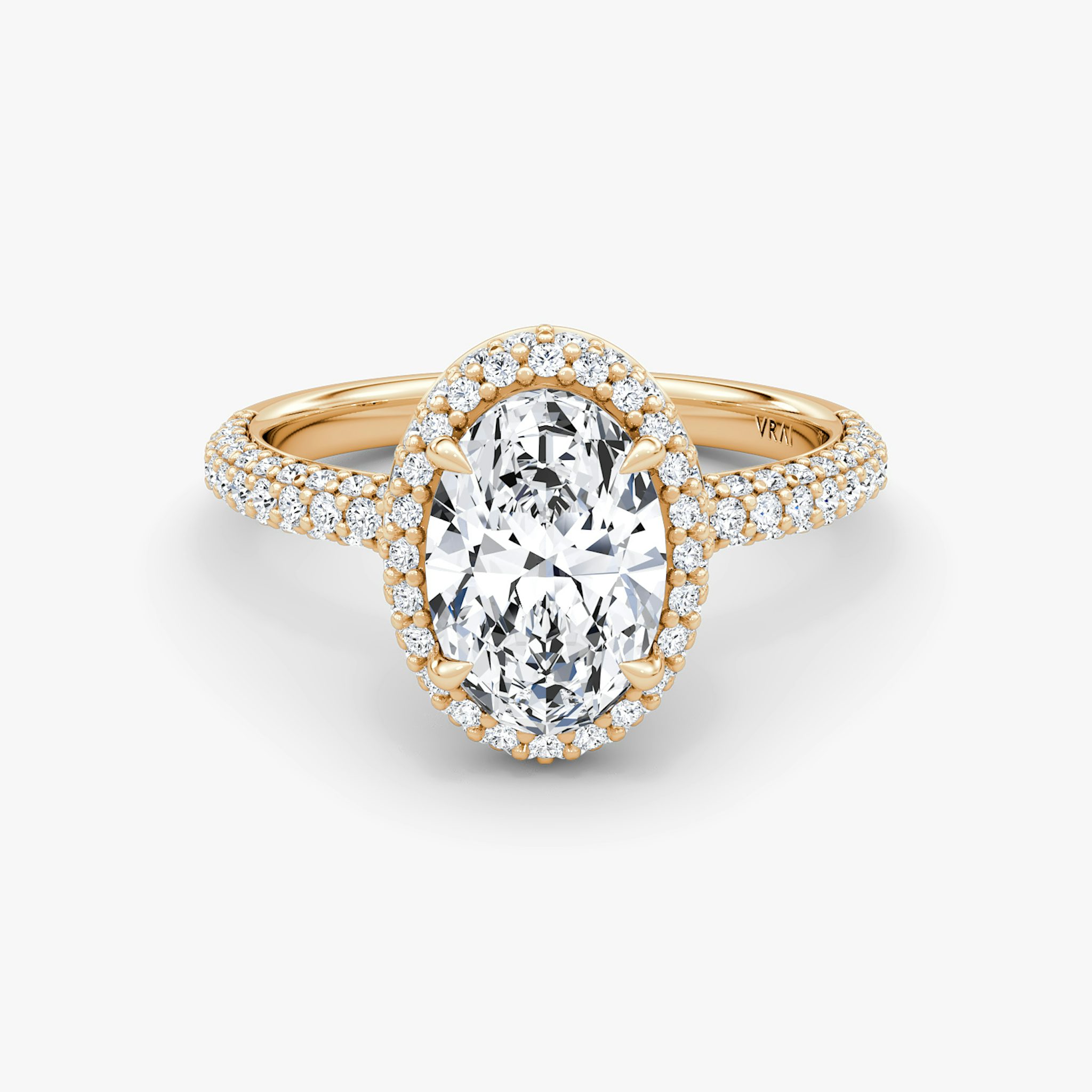 The Halo Dome | Oval | 14k | Rose Gold | bandAccent: Pavé | diamondOrientation: vertical | caratWeight: other