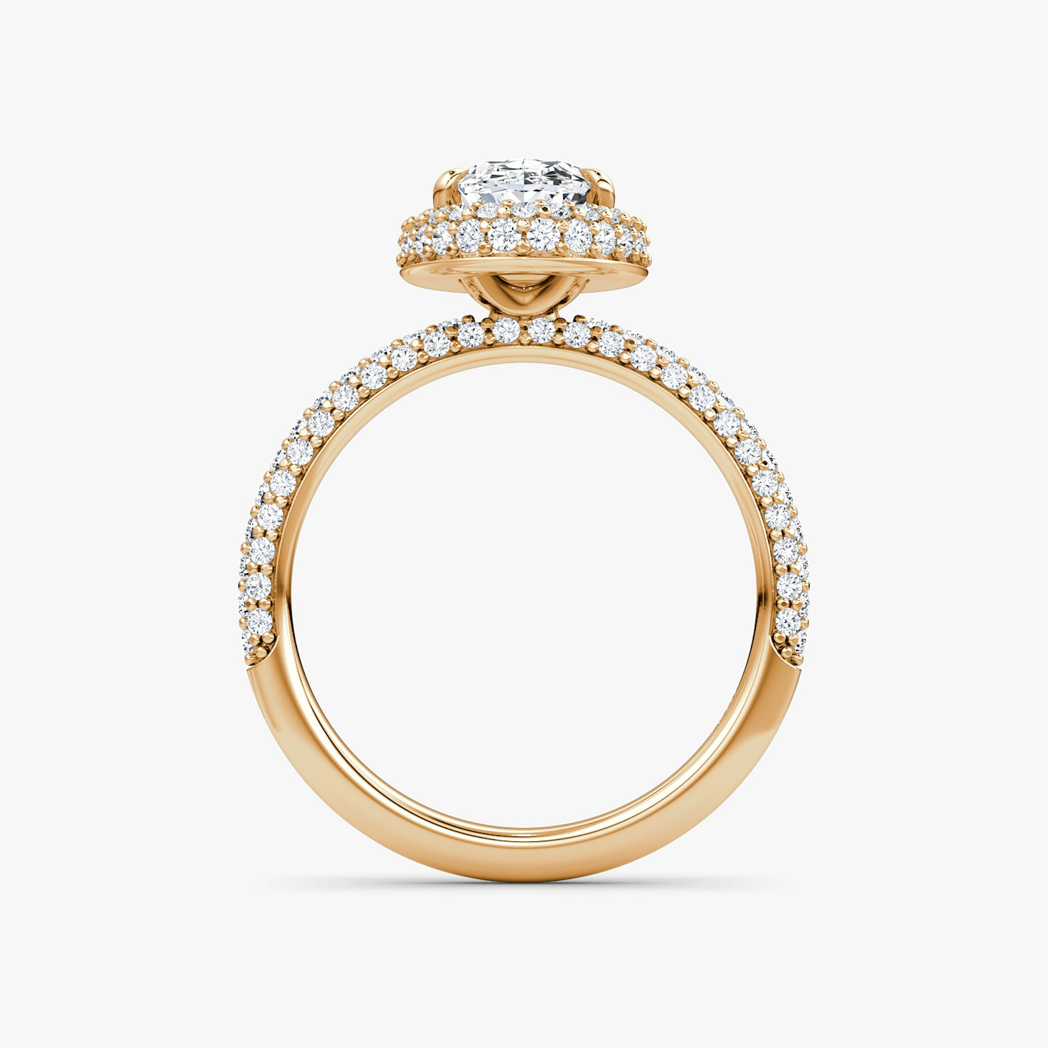The Halo Dome | Oval | 14k | Rose Gold | bandAccent: Pavé | diamondOrientation: vertical | caratWeight: other