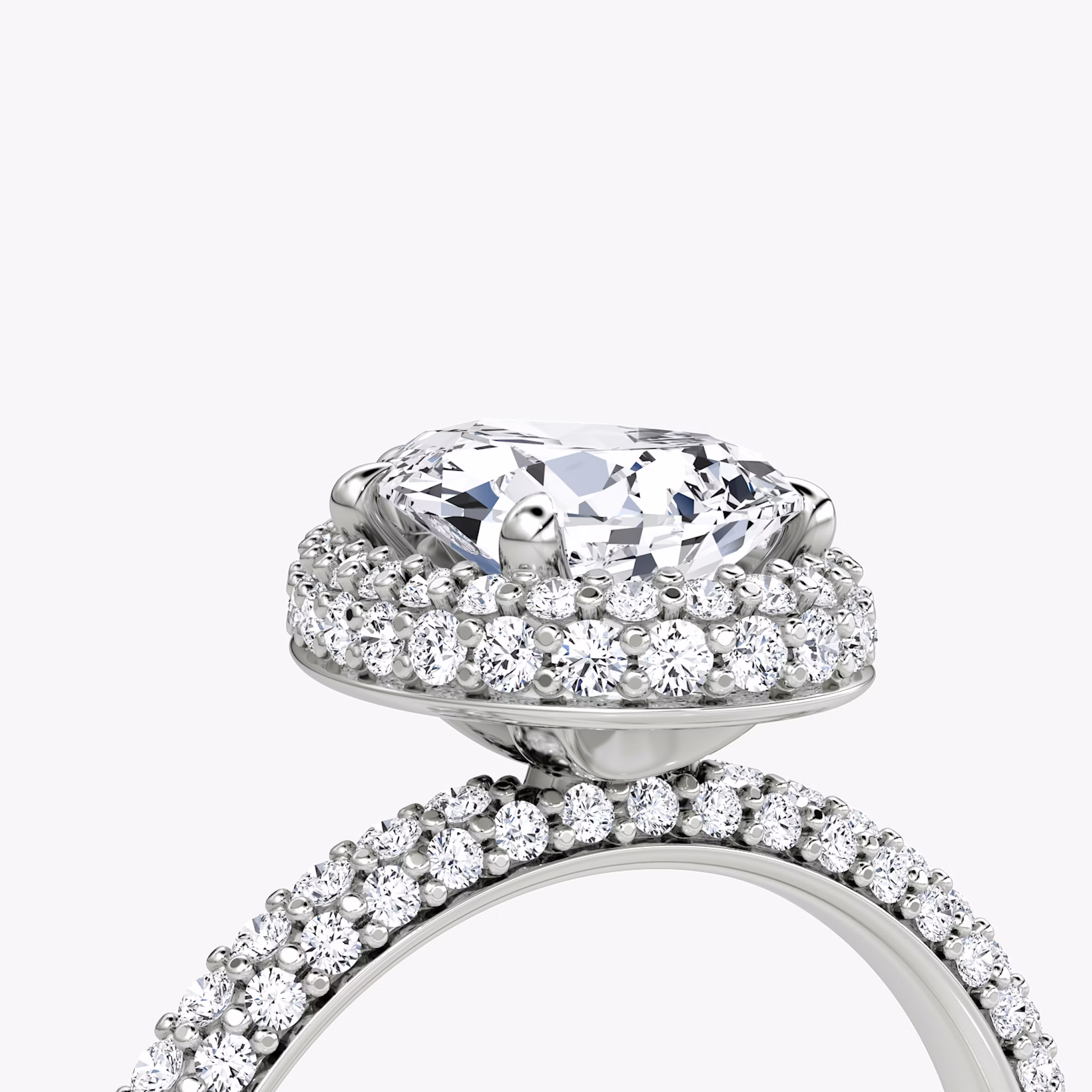 The Halo Dome | Pear | 18k | White Gold | bandAccent: Pavé | diamondOrientation: vertical | caratWeight: other