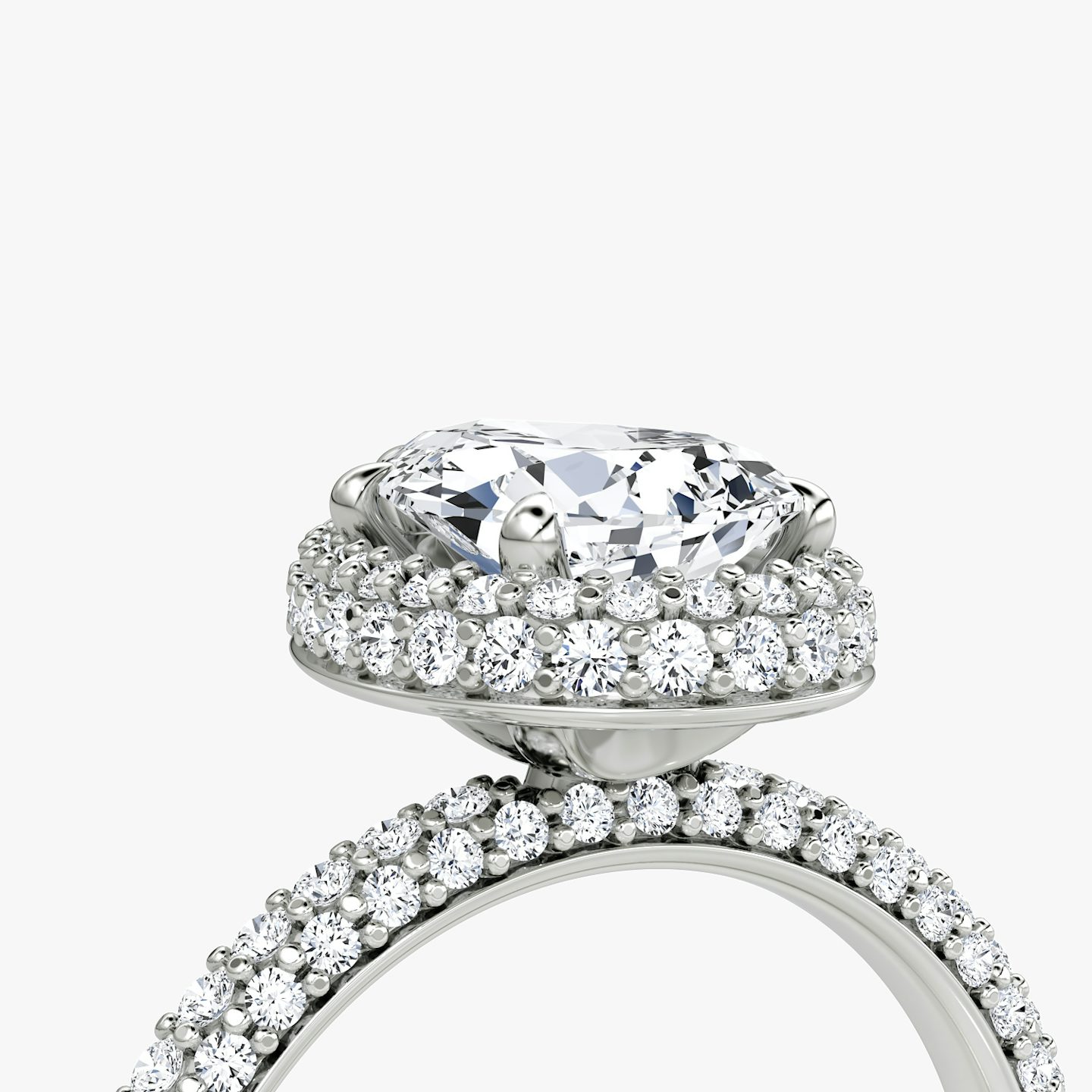 The Halo Dome | Pear | Platinum | bandAccent: Pavé | diamondOrientation: vertical | caratWeight: other