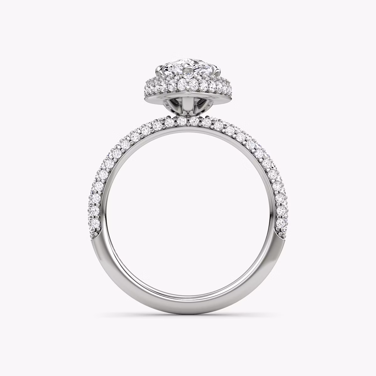 The Halo Dome | Pear | 18k | White Gold | bandAccent: Pavé | diamondOrientation: vertical | caratWeight: other