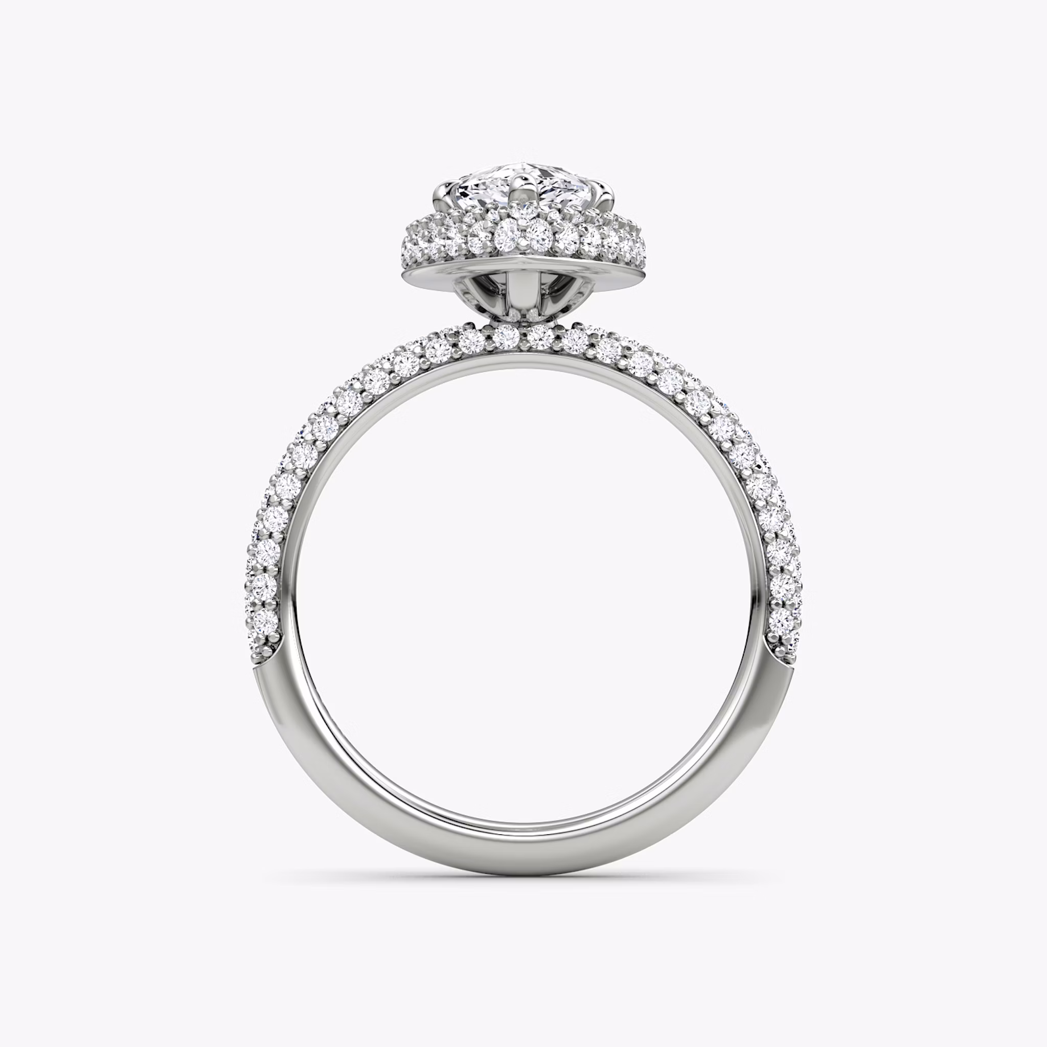 The Halo Dome | Pear | 18k | White Gold | bandAccent: Pavé | diamondOrientation: vertical | caratWeight: other