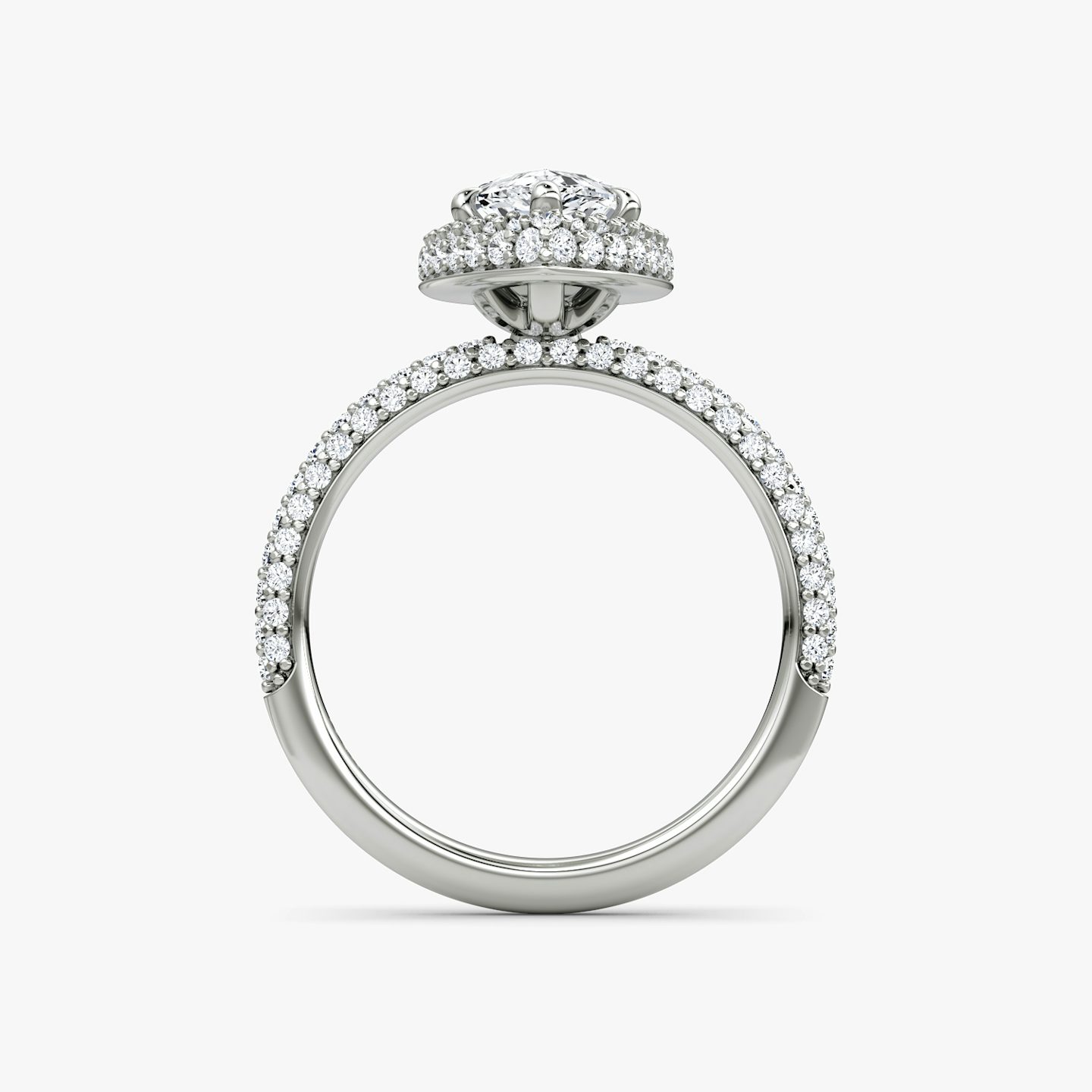 The Halo Dome | Pear | Platinum | bandAccent: Pavé | diamondOrientation: vertical | caratWeight: other