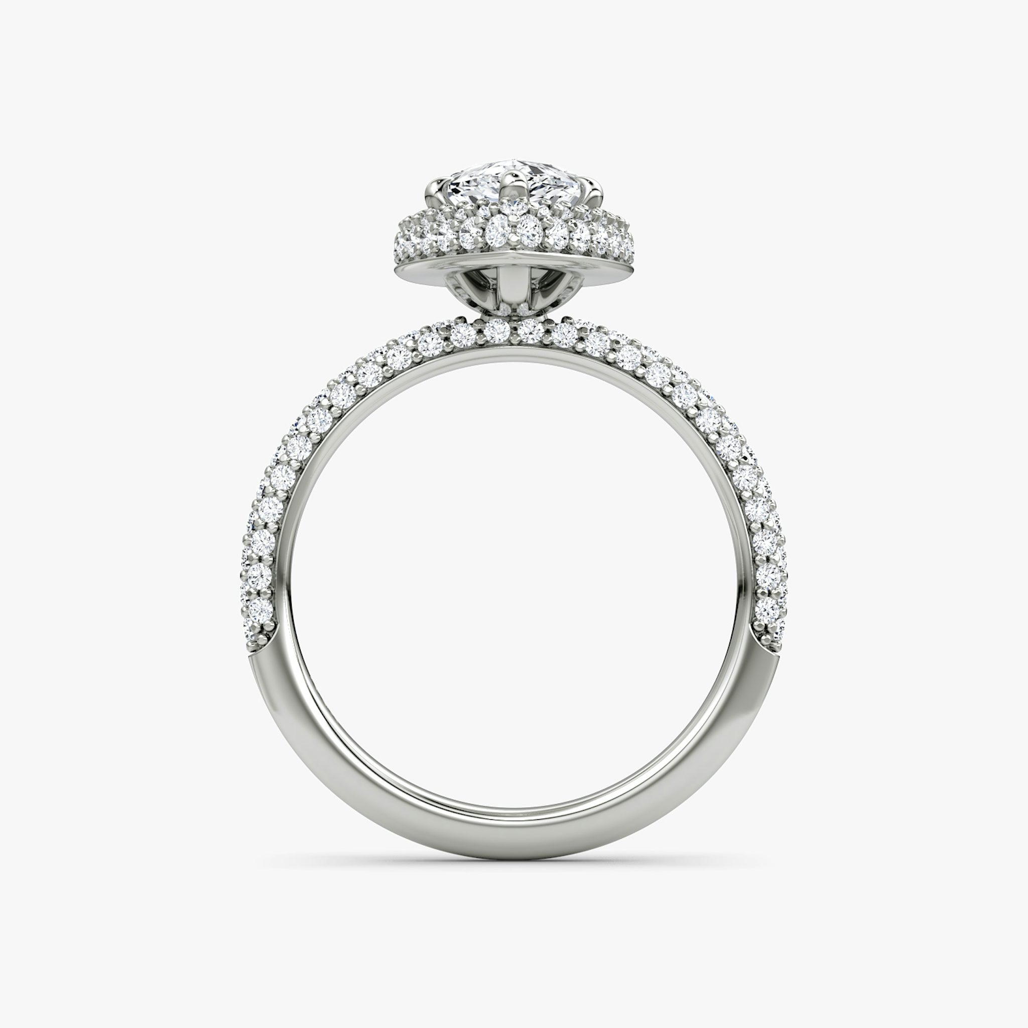 The Halo Dome | Pear | 18k | White Gold | bandAccent: Pavé | diamondOrientation: vertical | caratWeight: other