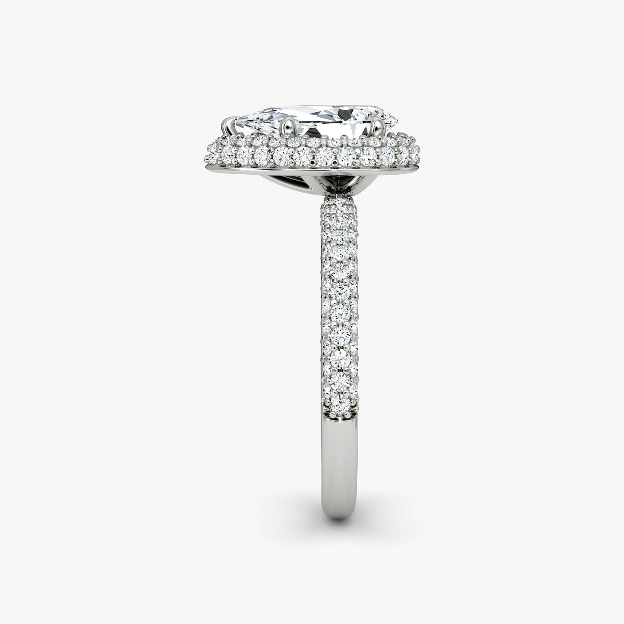 The Halo Dome | Pear | 18k | White Gold | bandAccent: Pavé | diamondOrientation: vertical | caratWeight: other