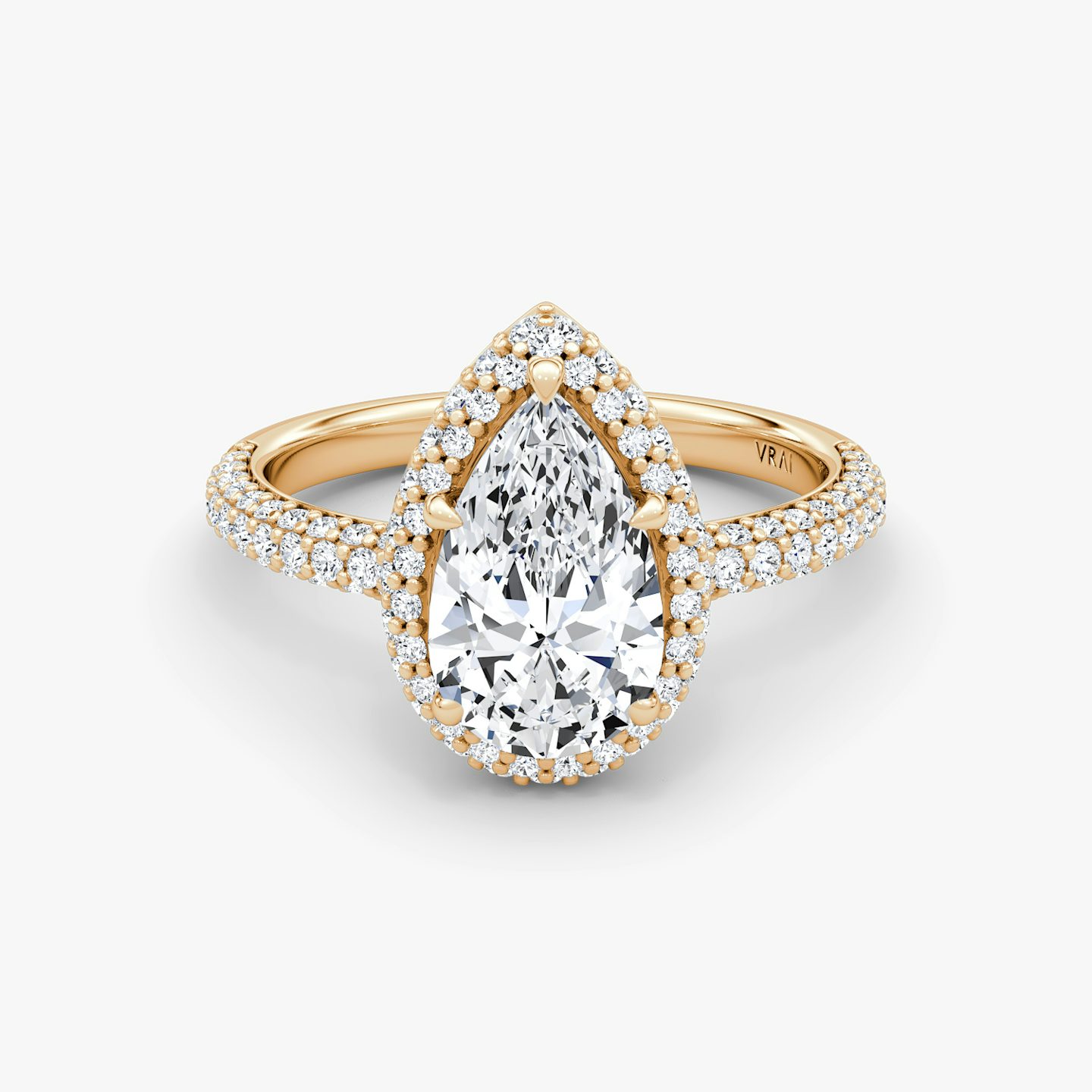The Halo Dome | Pear | 14k | Rose Gold | bandAccent: Pavé | diamondOrientation: vertical | caratWeight: other
