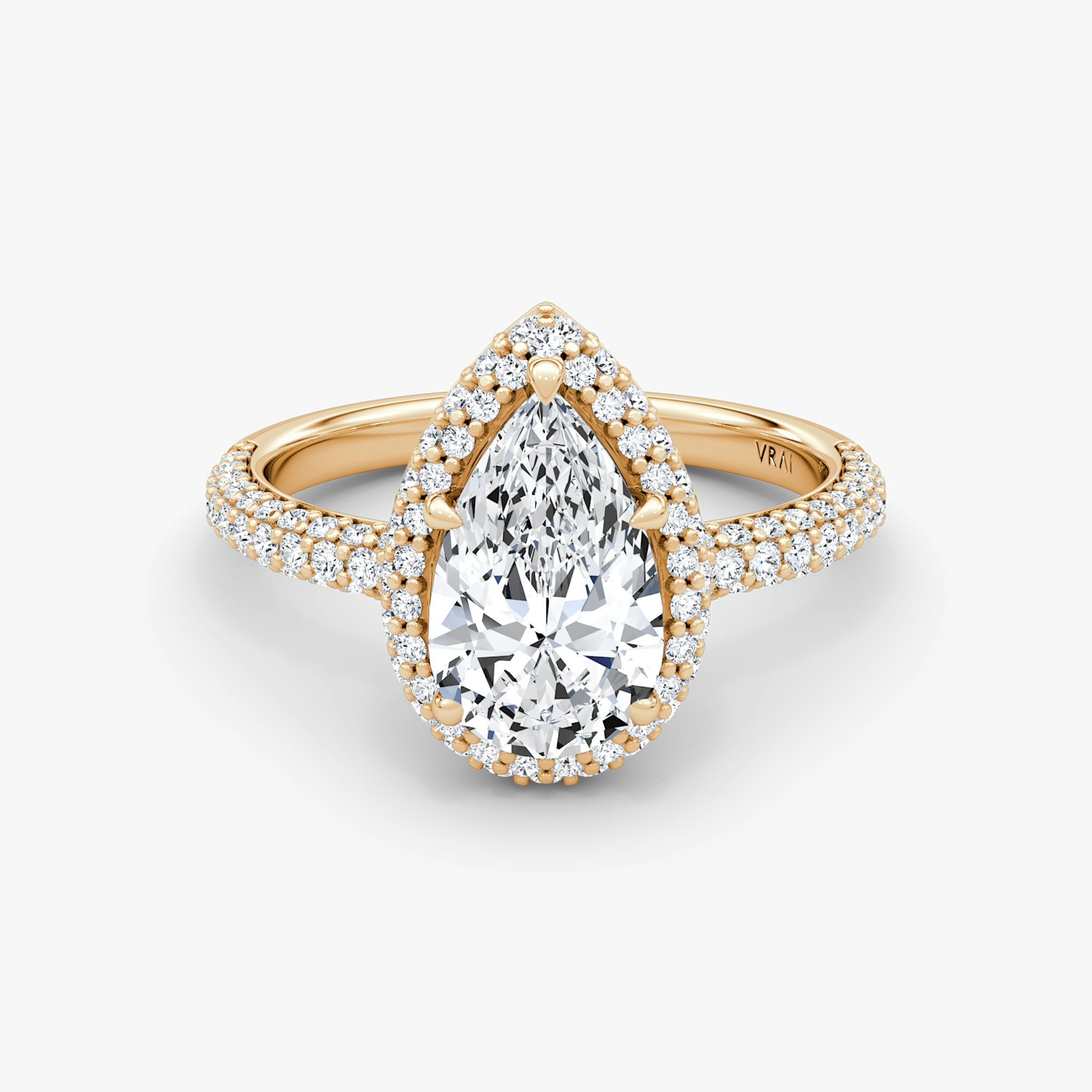 The Halo Dome | Pear | 14k | Rose Gold | bandAccent: Pavé | diamondOrientation: vertical | caratWeight: other