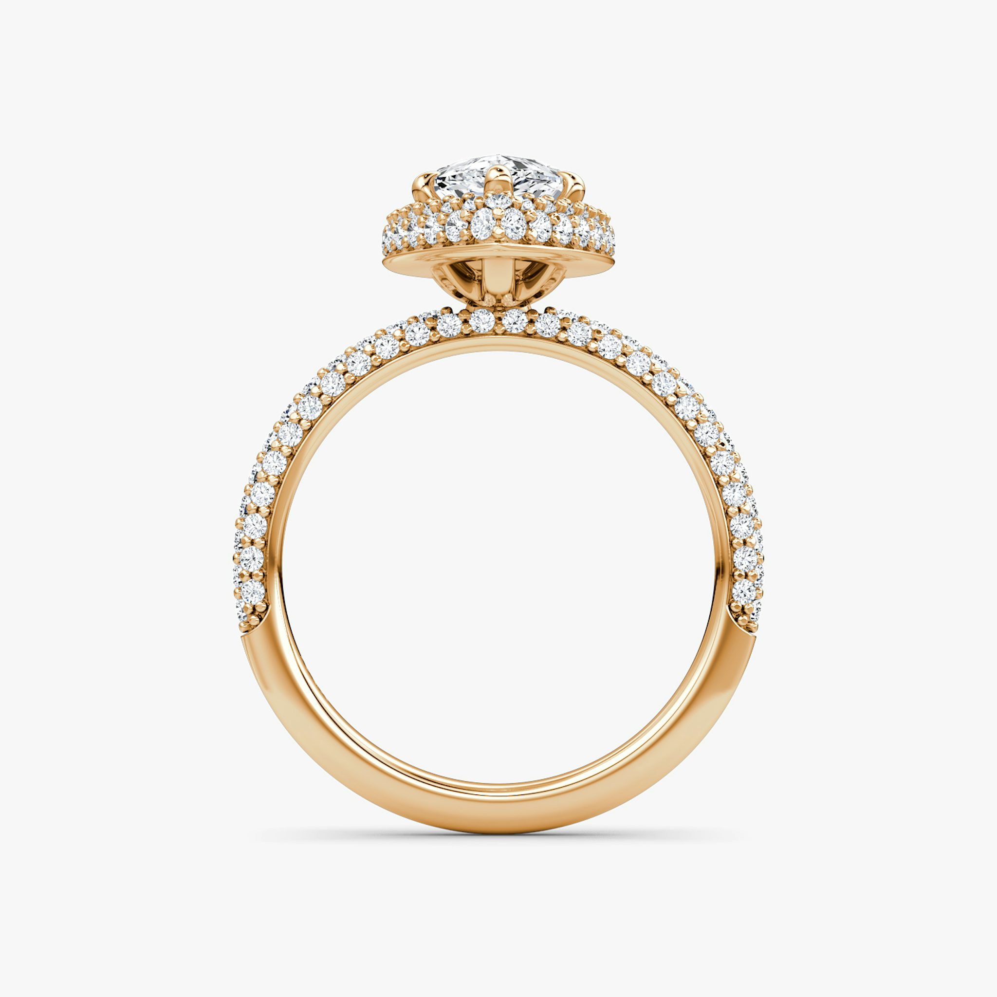 The Halo Dome | Pear | 14k | Rose Gold | bandAccent: Pavé | diamondOrientation: vertical | caratWeight: other
