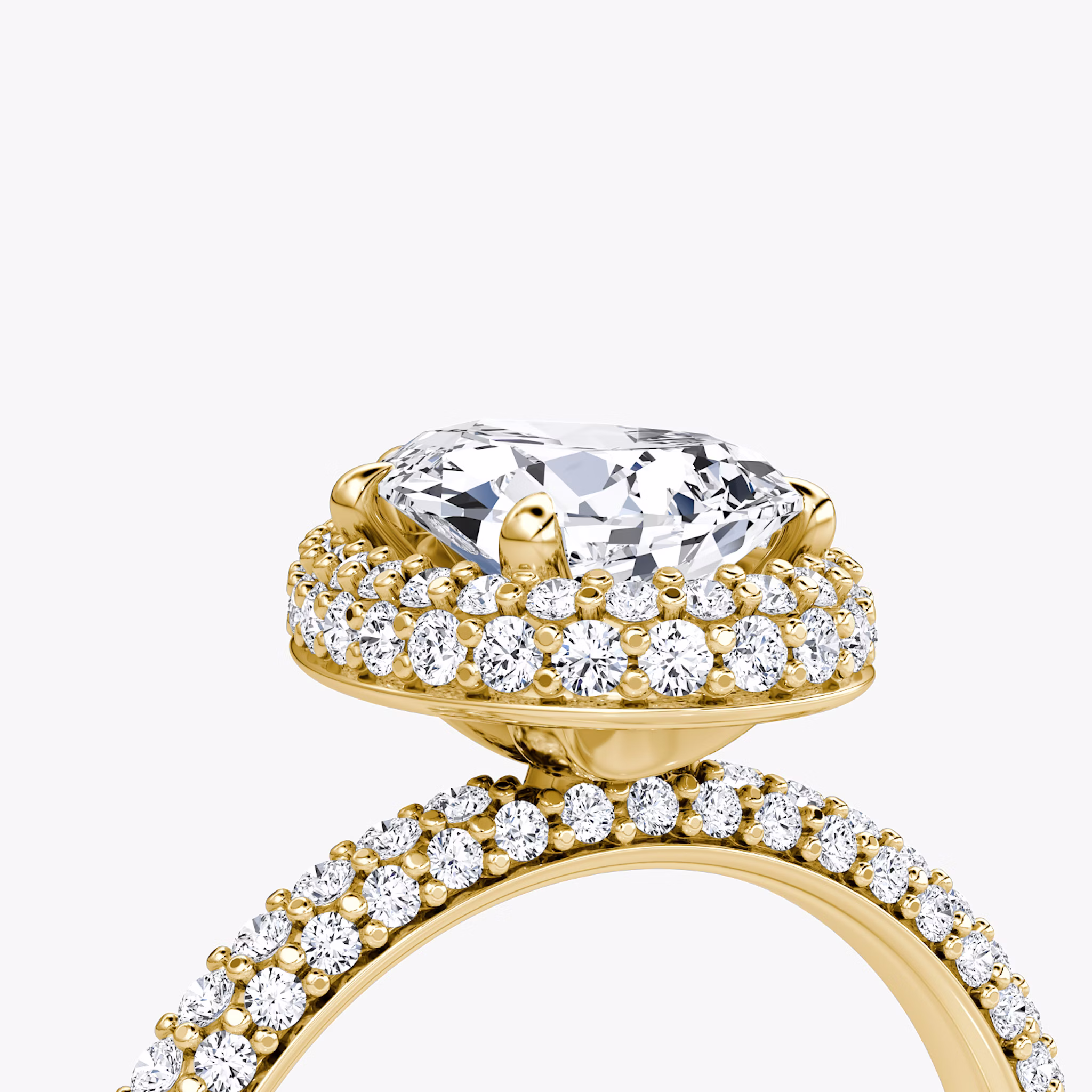 The Halo Dome | Pear | 18k | Yellow Gold | bandAccent: Pavé | diamondOrientation: vertical | caratWeight: other