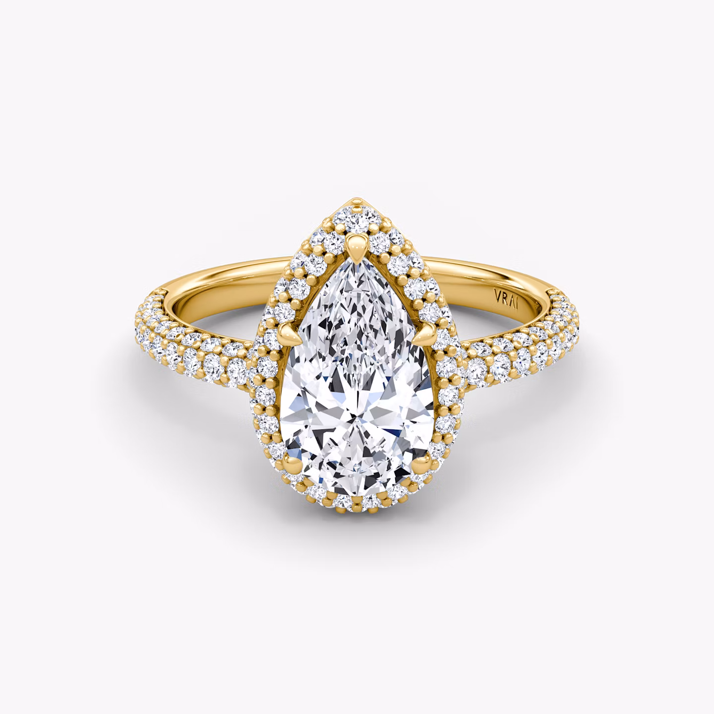 The Halo Dome Pear | Yellow Gold