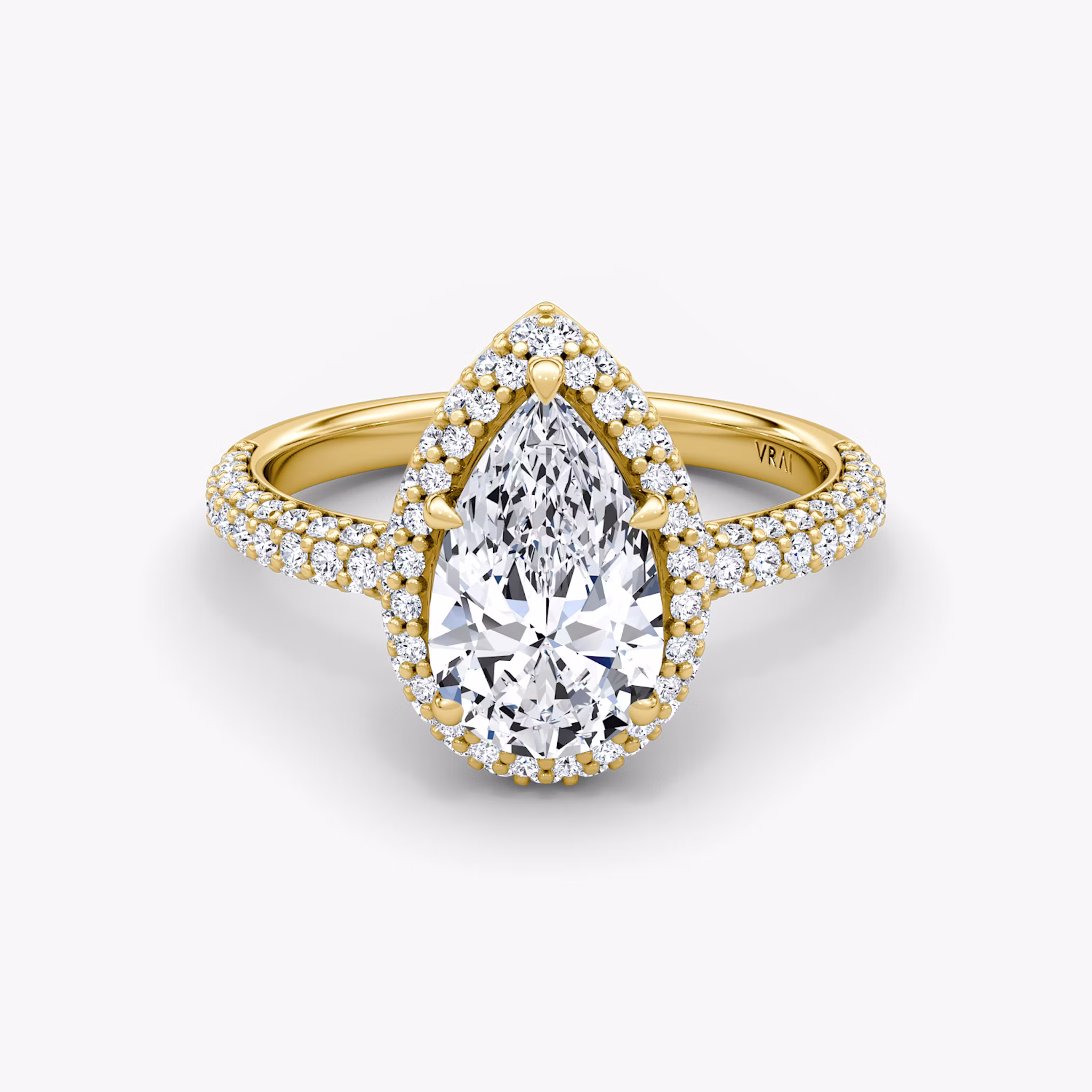 The Halo Dome Pear | Yellow Gold