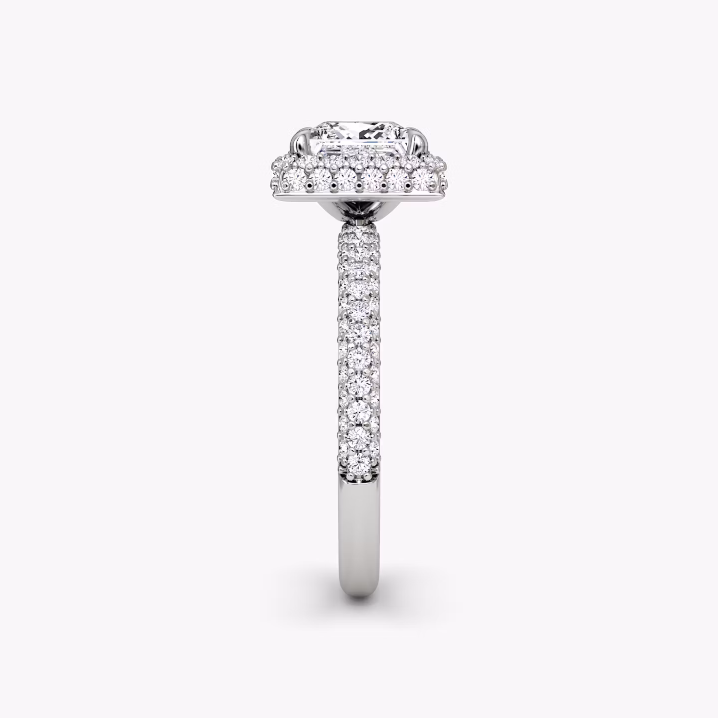 The Halo Dome | Princess | 18k | White Gold | bandAccent: Pavé | diamondOrientation: vertical | caratWeight: other