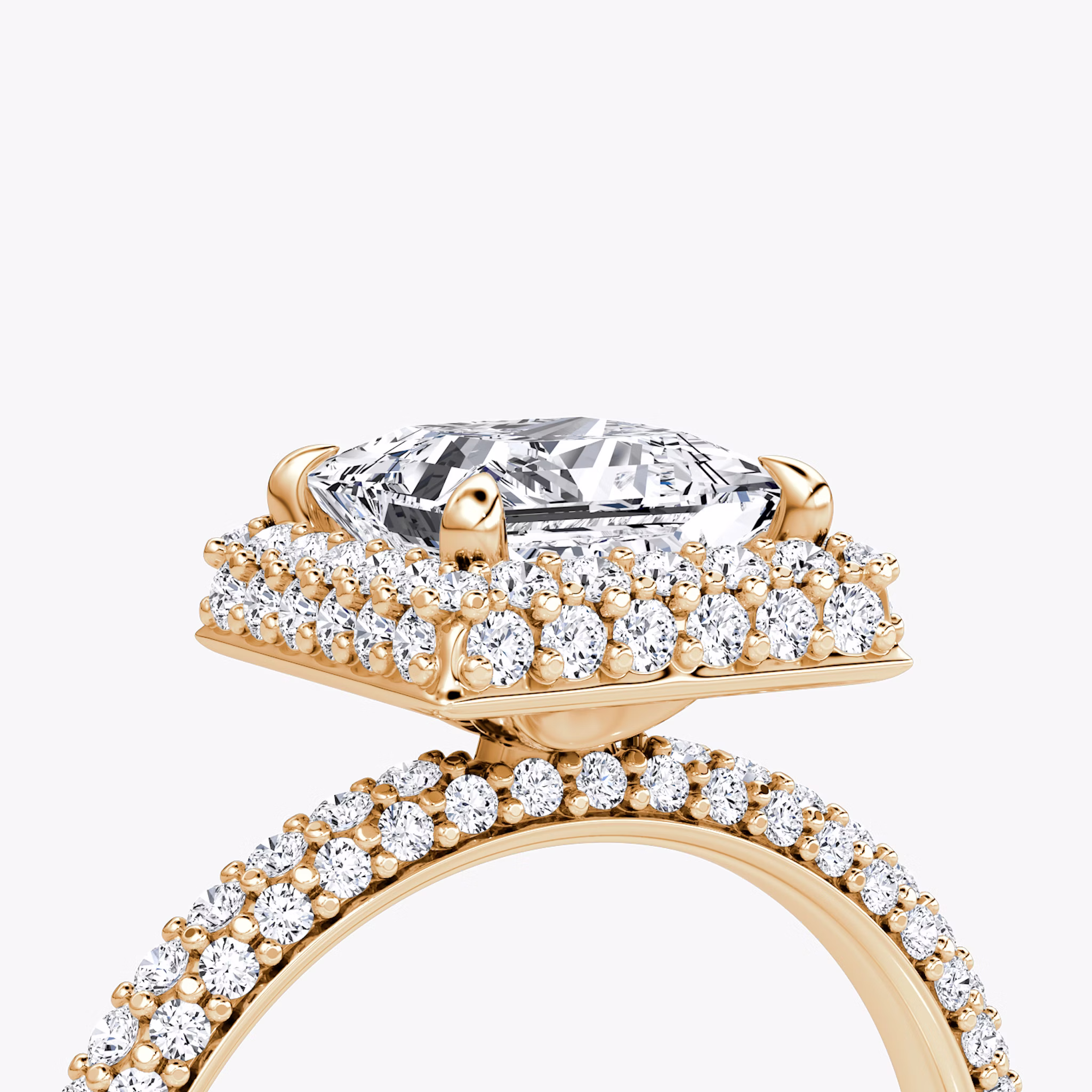 The Halo Dome | Princess | 14k | Rose Gold | bandAccent: Pavé | diamondOrientation: vertical | caratWeight: other