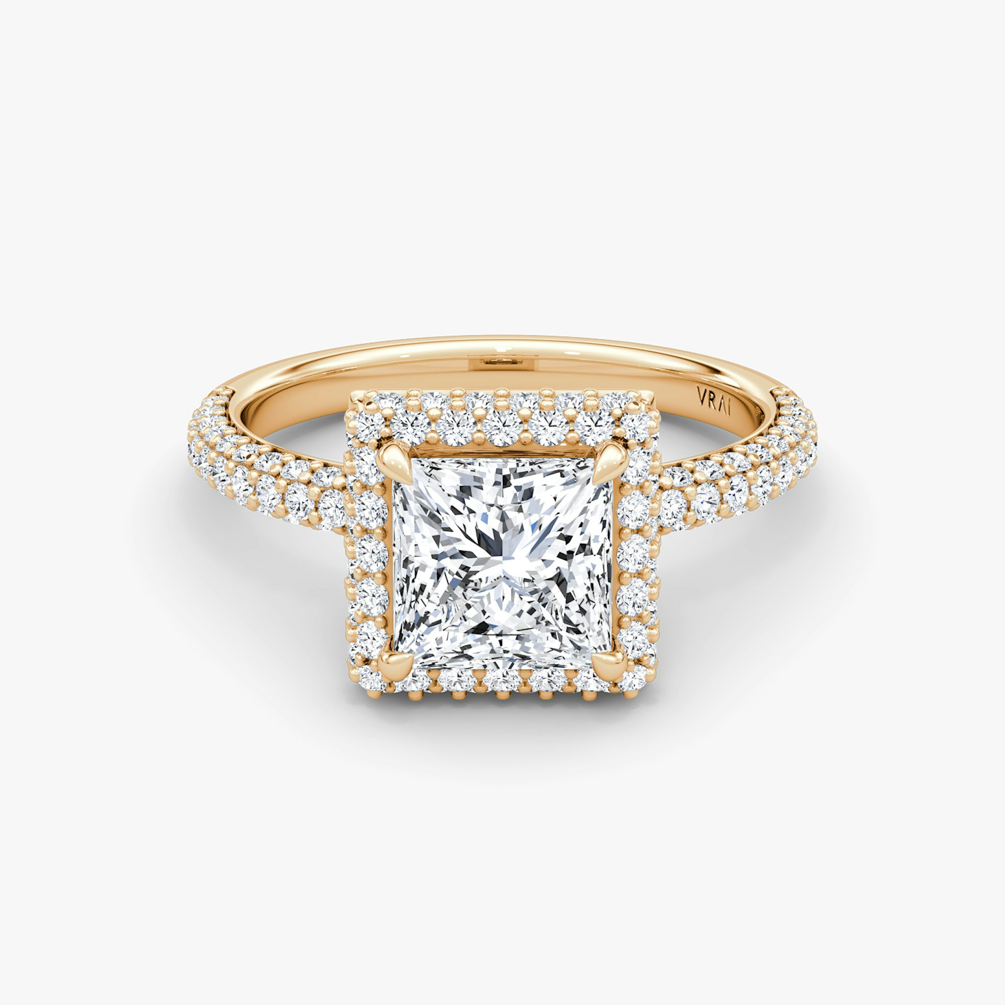 The Halo Dome | Princess | 14k | Rose Gold | bandAccent: Pavé | diamondOrientation: vertical | caratWeight: other