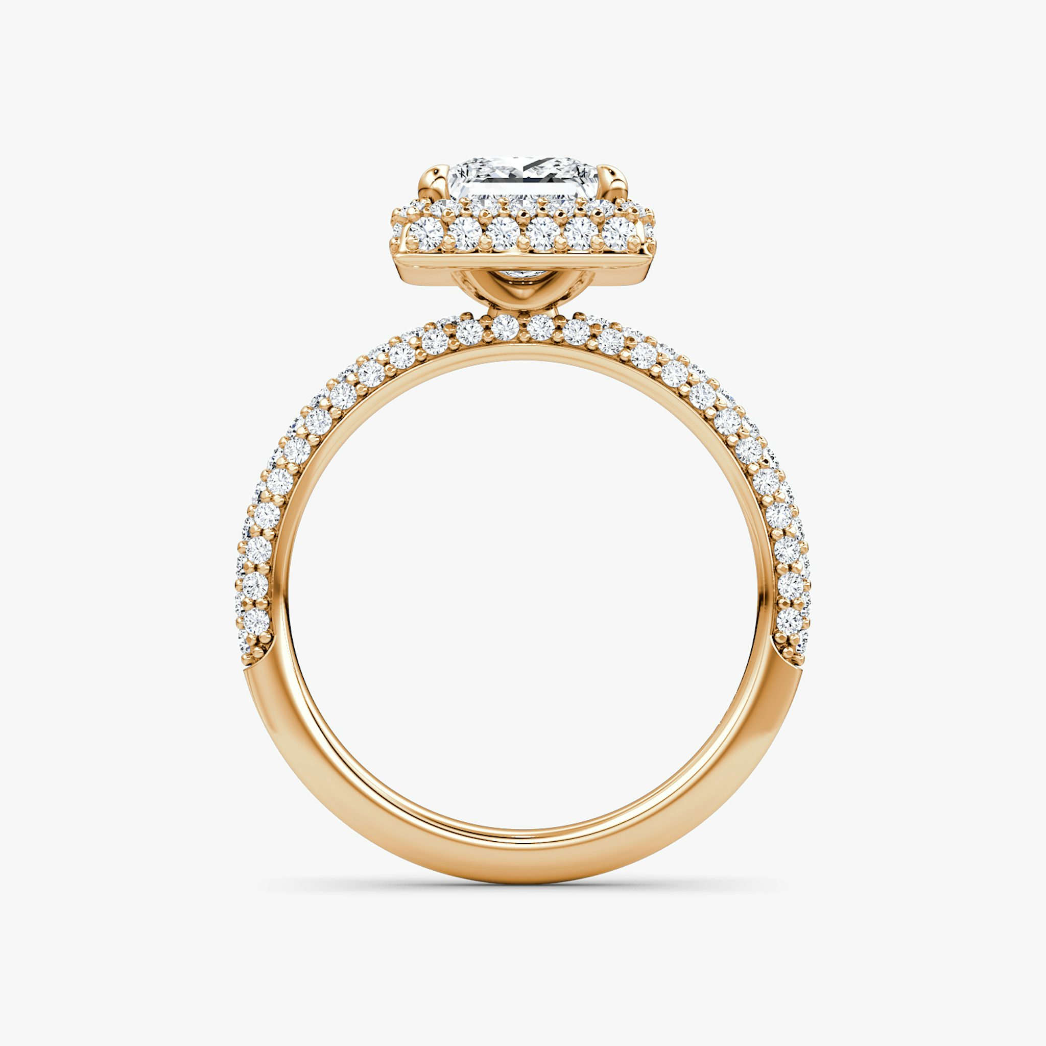 The Halo Dome | Princess | 14k | Rose Gold | bandAccent: Pavé | diamondOrientation: vertical | caratWeight: other