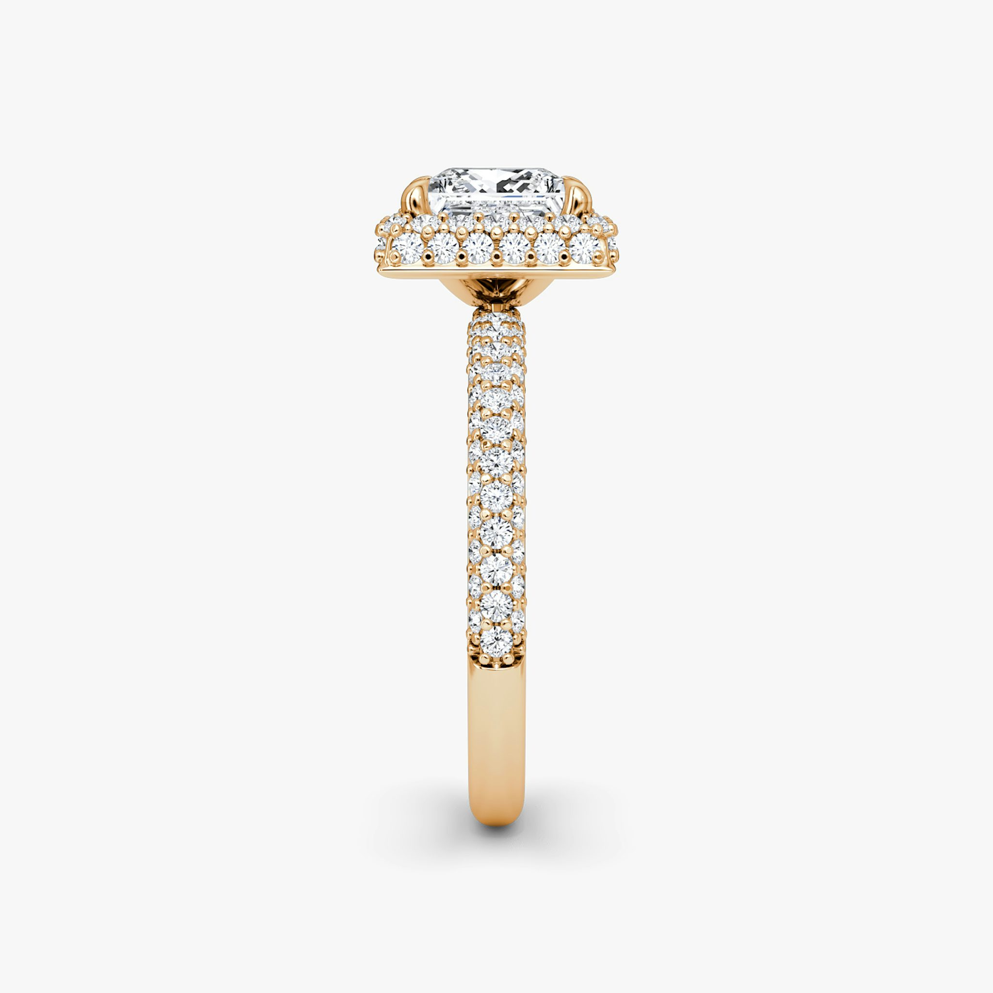 The Halo Dome | Princess | 14k | Rose Gold | bandAccent: Pavé | diamondOrientation: vertical | caratWeight: other