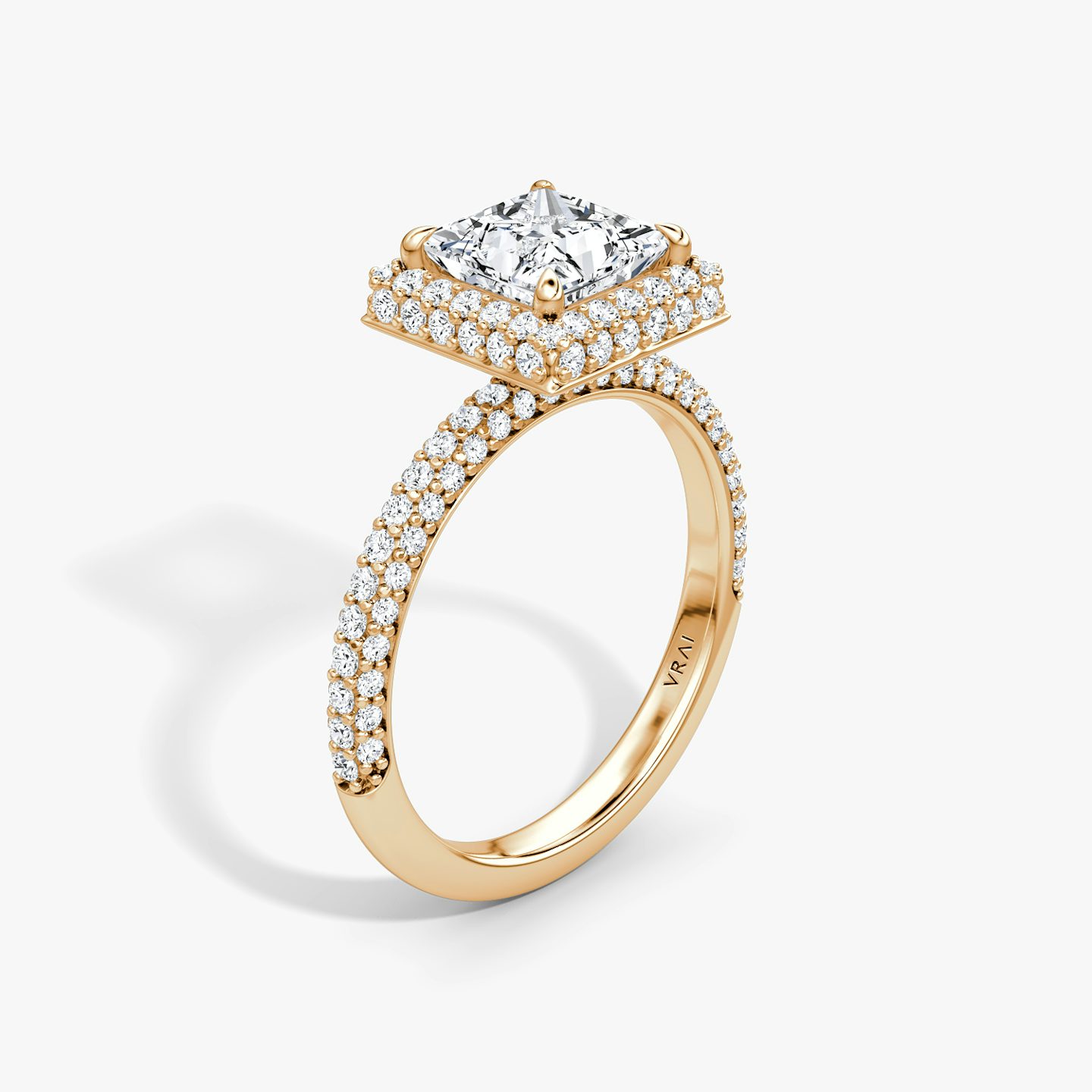 The Halo Dome | Princess | 14k | Rose Gold | bandAccent: Pavé | diamondOrientation: vertical | caratWeight: other