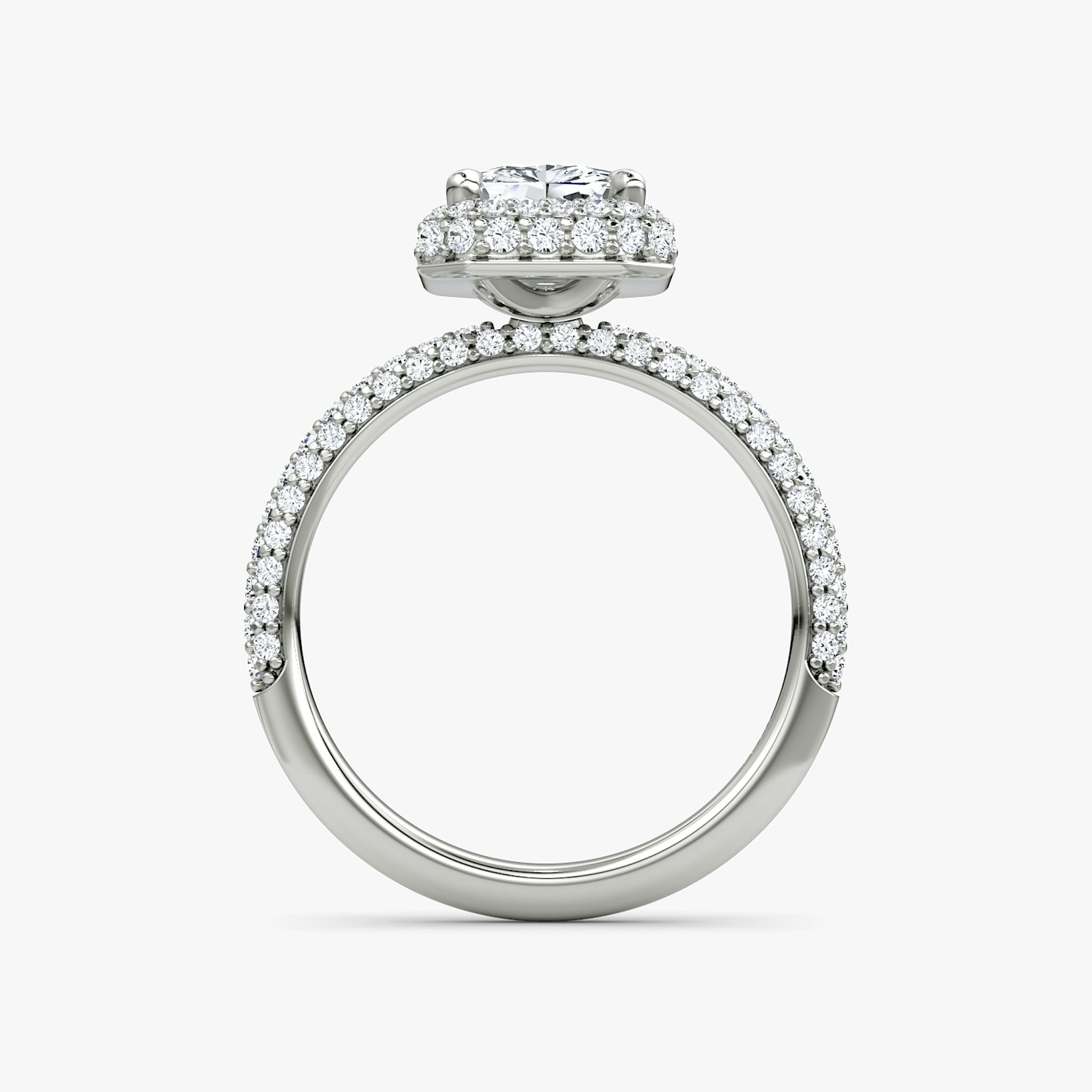 The Halo Dome | Radiant | Platinum | bandAccent: Pavé | diamondOrientation: vertical | caratWeight: other