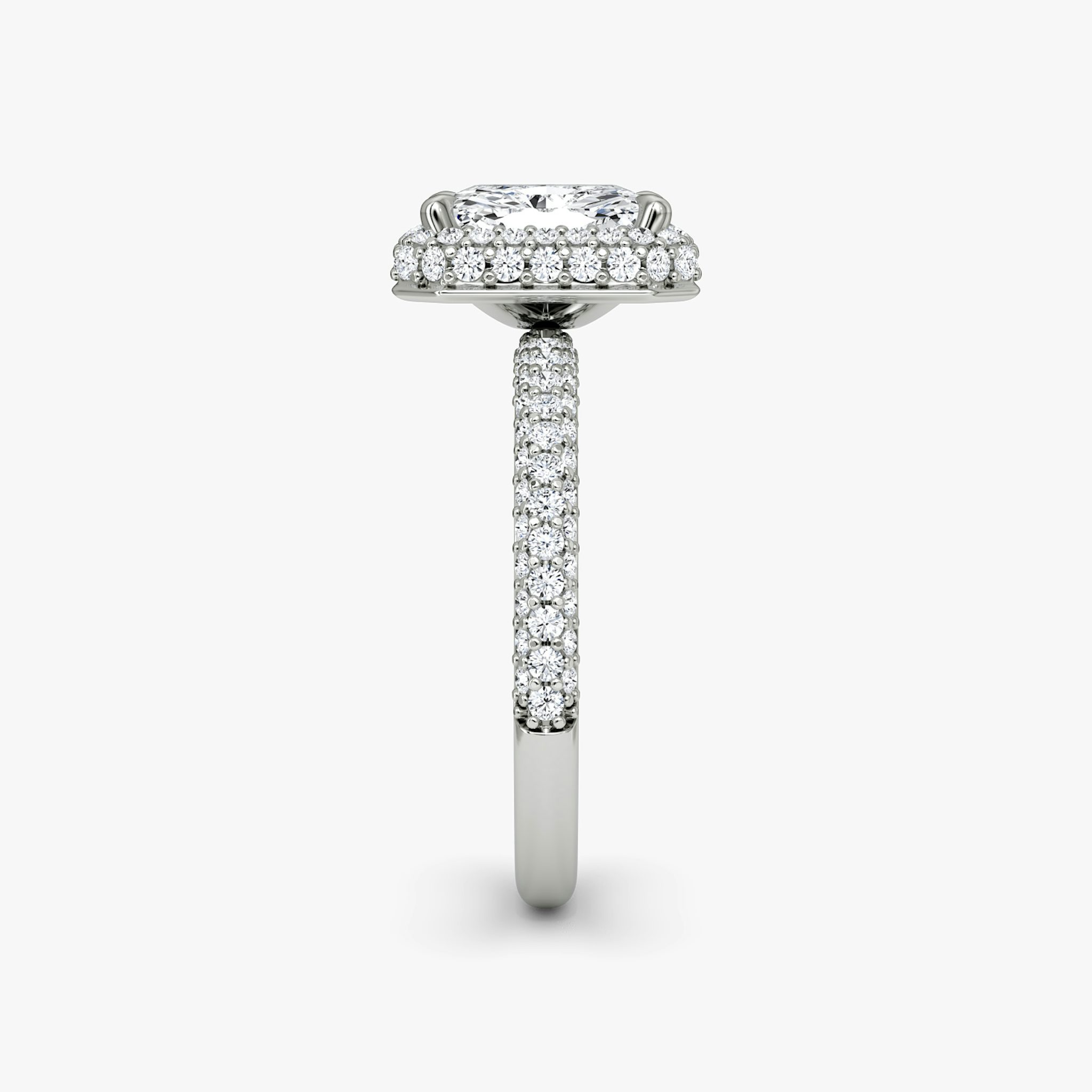 The Halo Dome | Radiant | Platinum | bandAccent: Pavé | diamondOrientation: vertical | caratWeight: other