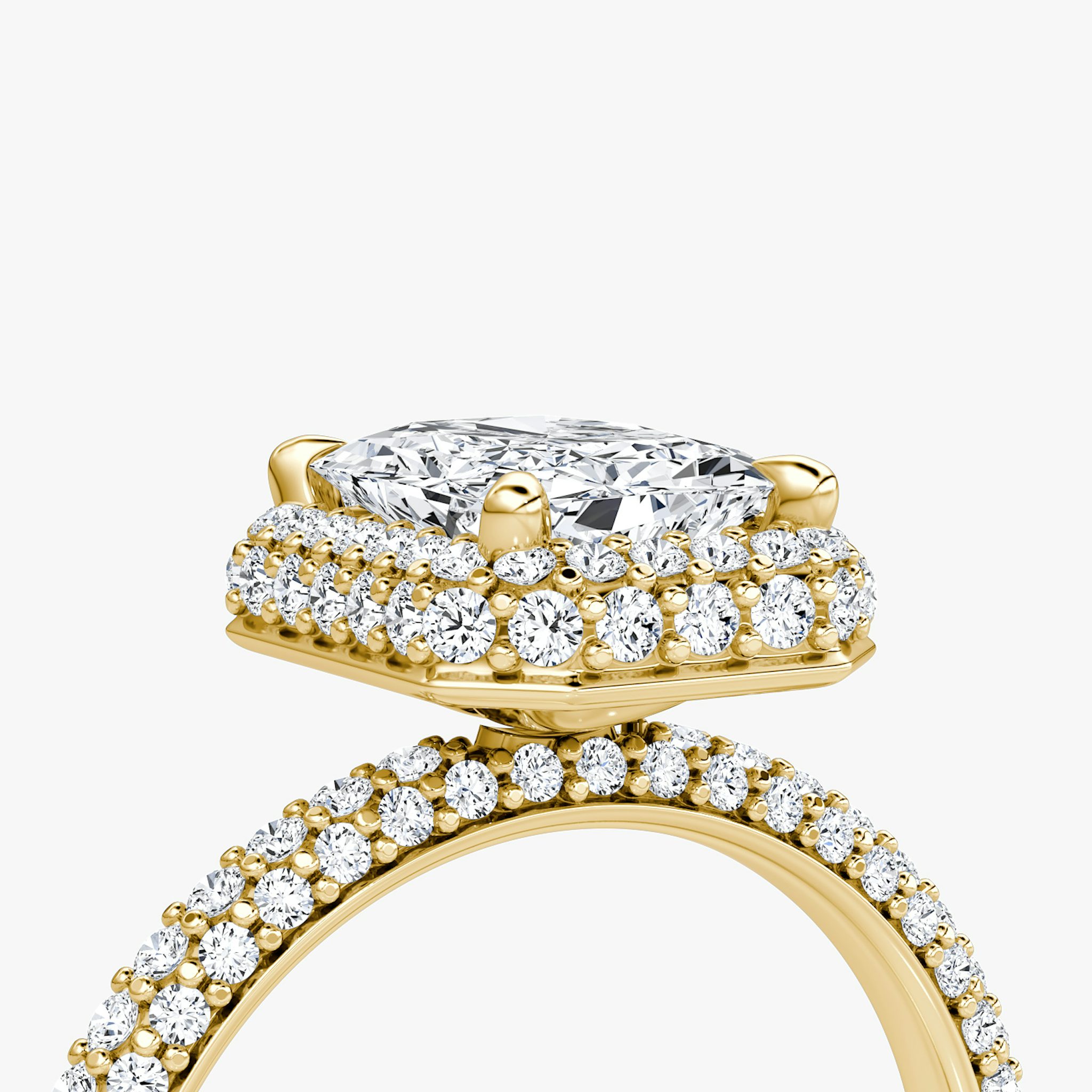 The Halo Dome | Radiant | 18k | Yellow Gold | bandAccent: Pavé | diamondOrientation: vertical | caratWeight: other