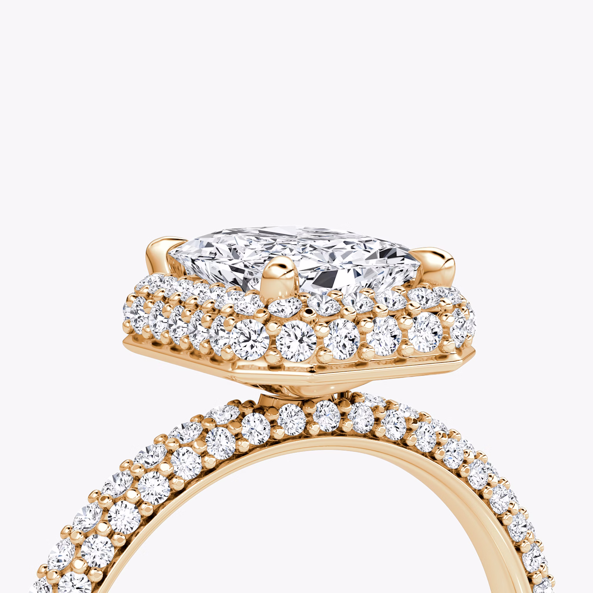 The Halo Dome | Radiant | 14k | Rose Gold | bandAccent: Pavé | diamondOrientation: vertical | caratWeight: other