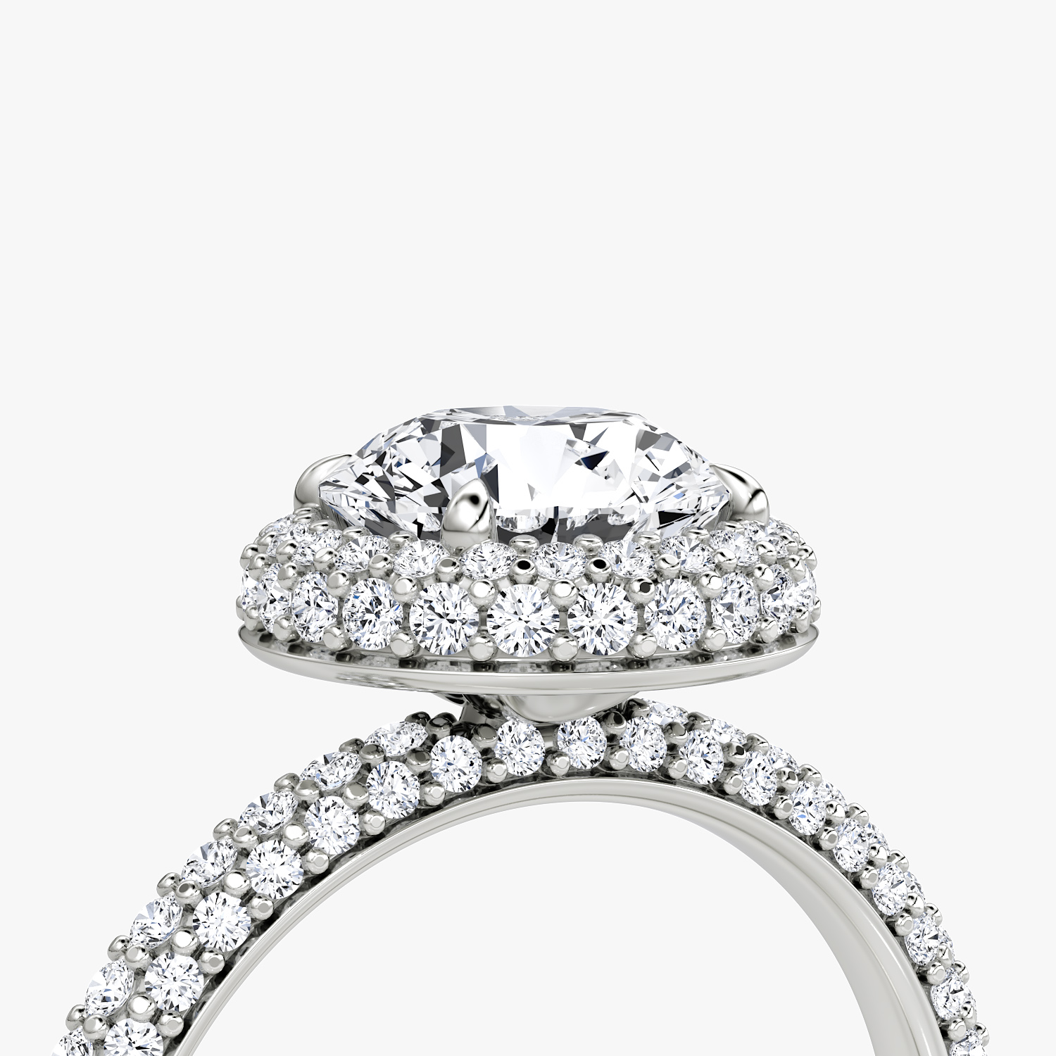 R351 White Diamond Halo Dome shops Engagement Ring