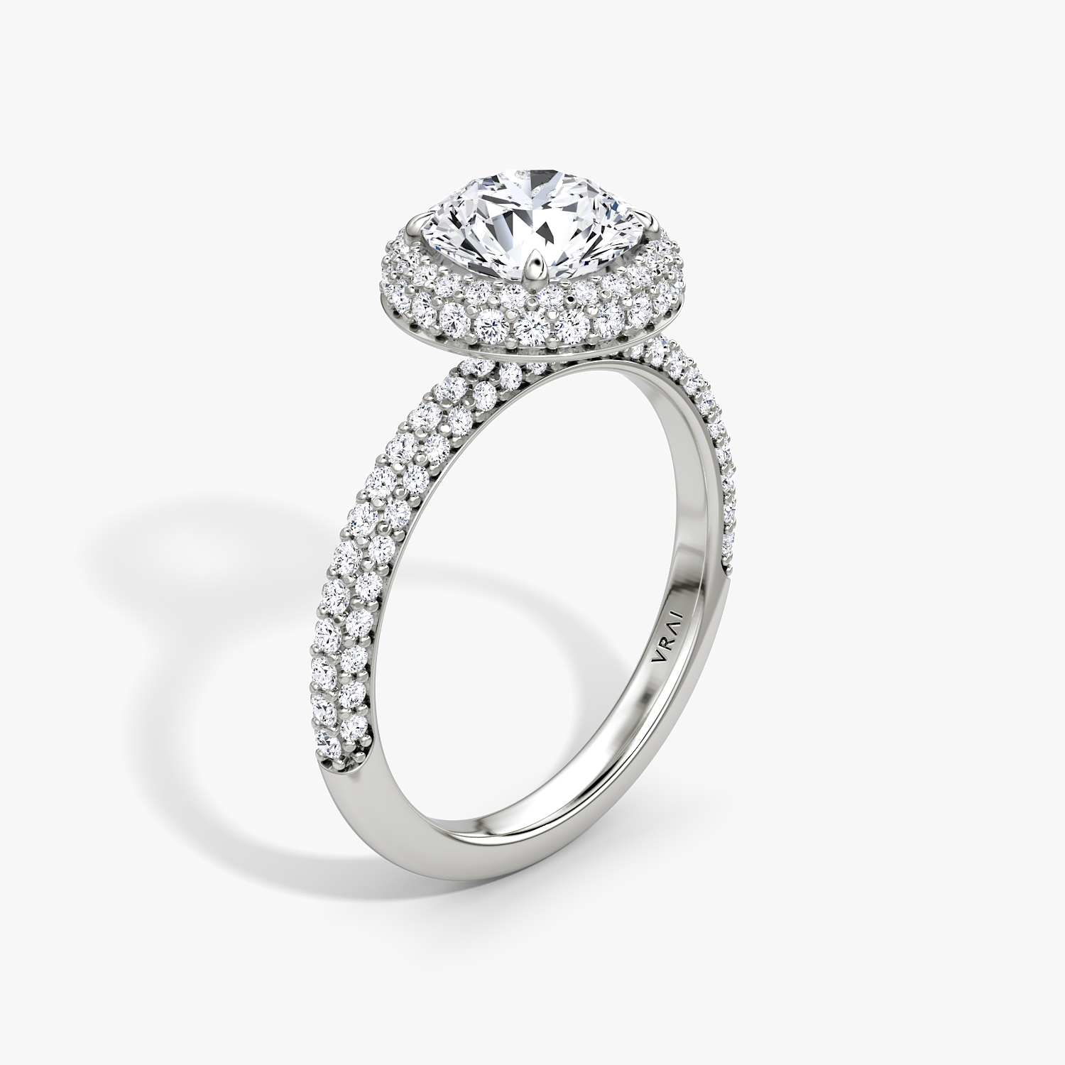 R351 White Diamond Halo Dome Engagement store Ring