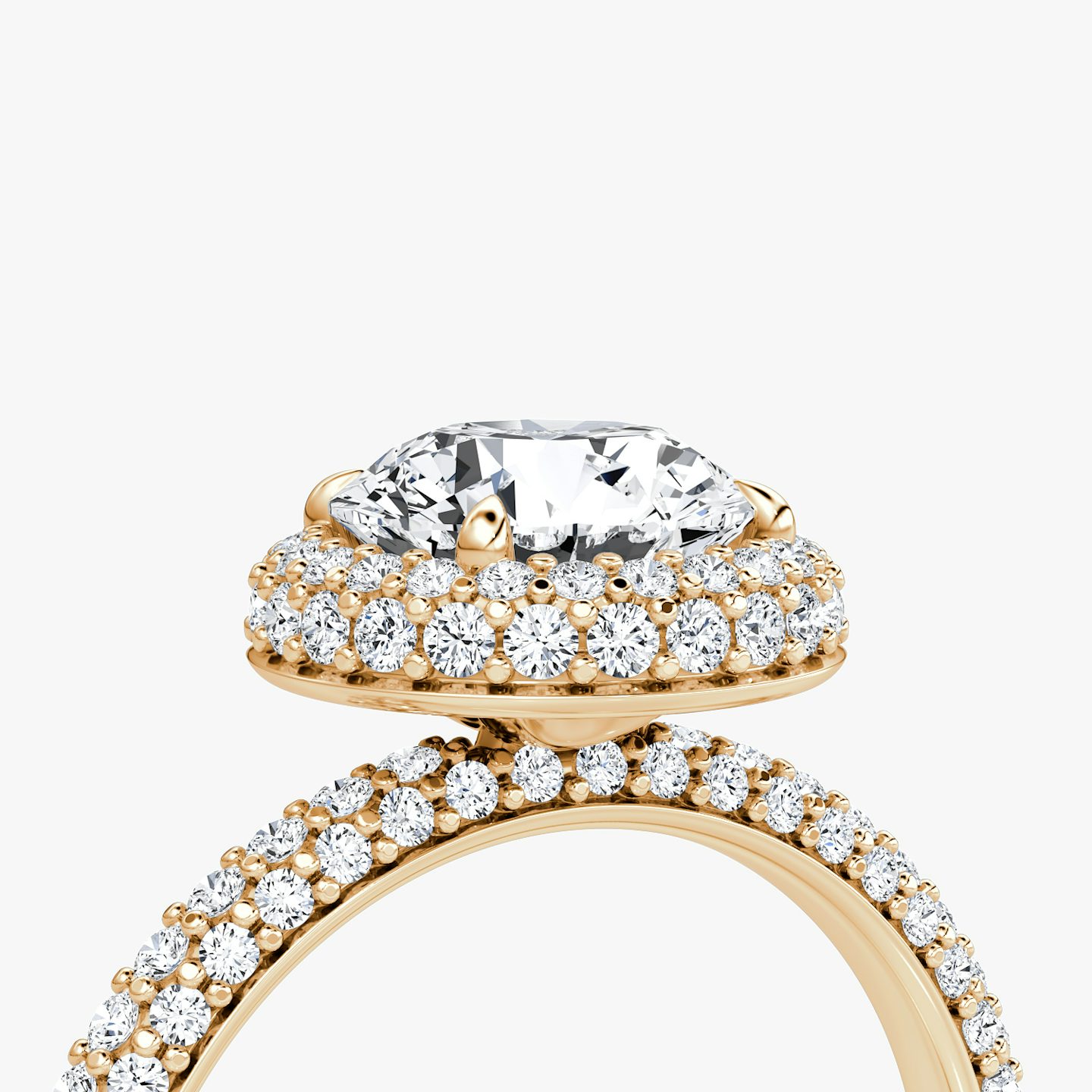 The Halo Dome | Round Brilliant | 14k | Rose Gold | bandAccent: Pavé | caratWeight: 2.0ct | diamondOrientation: vertical
