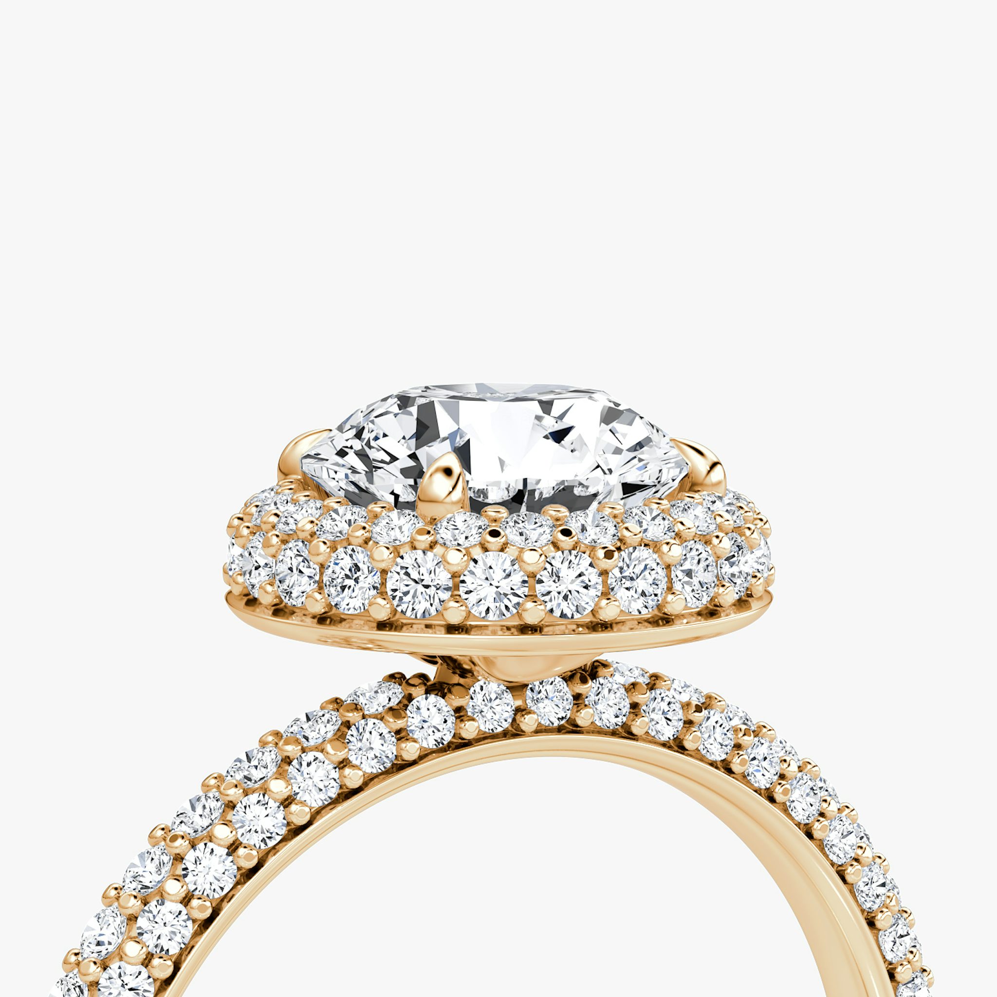 The Halo Dome | Round Brilliant | 14k | Rose Gold | bandAccent: Pavé | caratWeight: 1.0ct | diamondOrientation: vertical