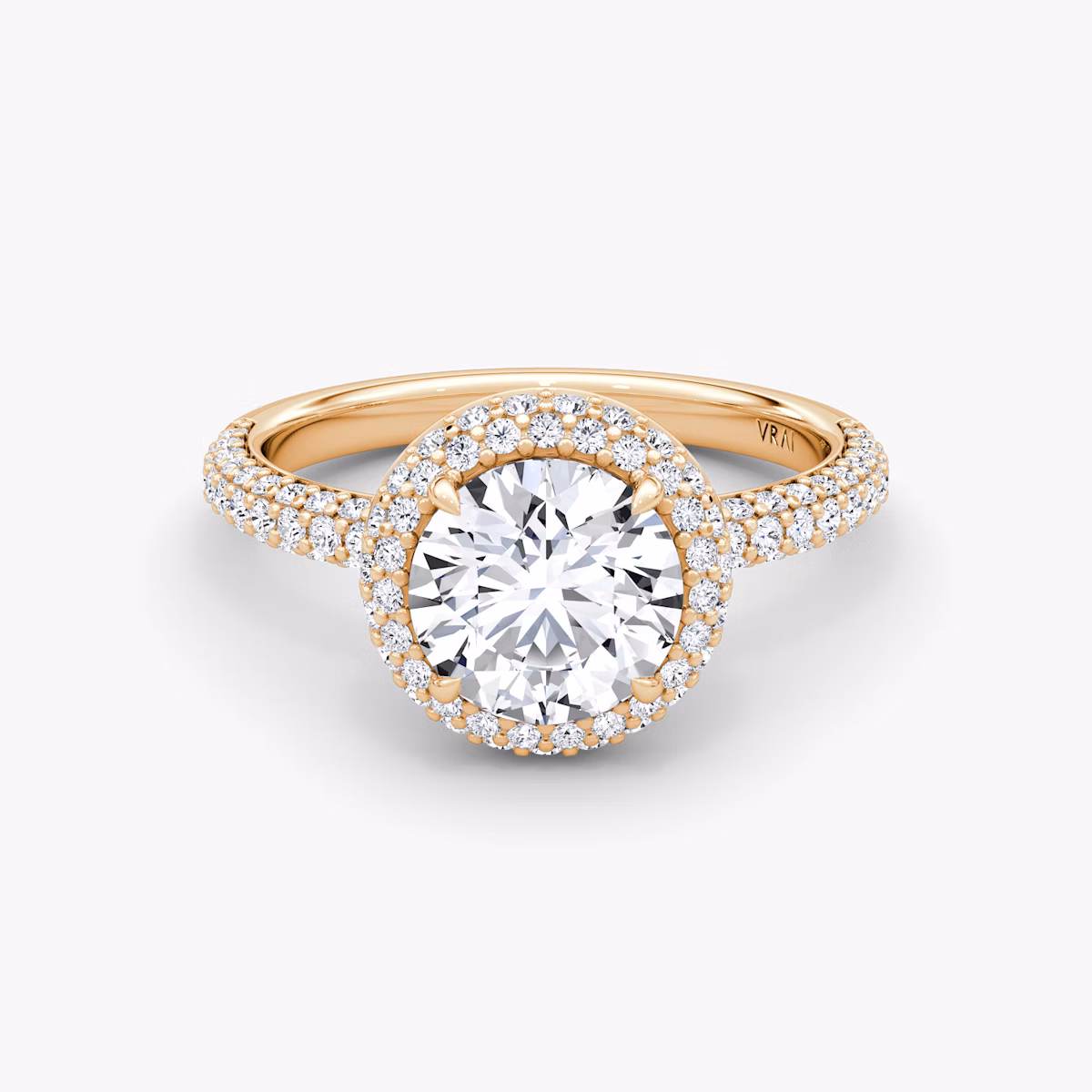 The Halo Dome | Round Brilliant | 14k | Rose Gold | bandAccent: Pavé | caratWeight: other | diamondOrientation: vertical