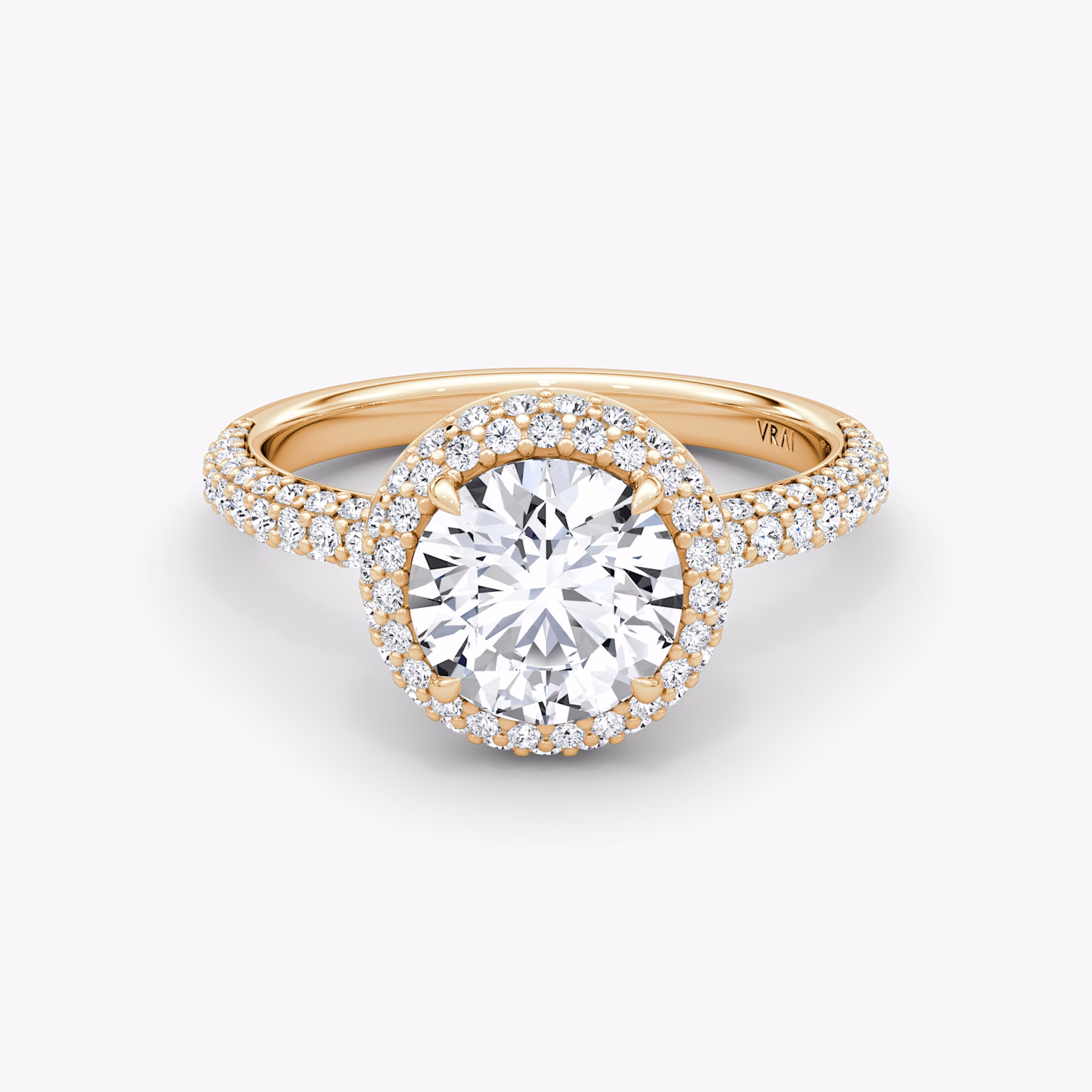 The Halo Dome | Round Brilliant | 14k | Rose Gold | bandAccent: Pavé | caratWeight: 1.0ct | diamondOrientation: vertical