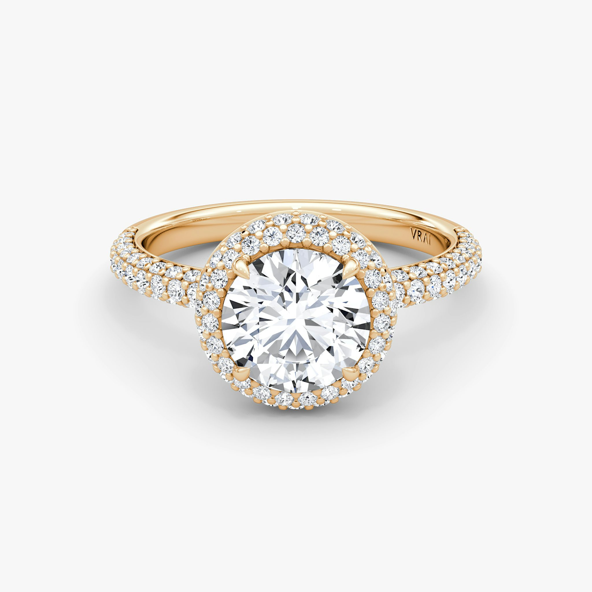 The Halo Dome | Round Brilliant | 14k | Rose Gold | bandAccent: Pavé | caratWeight: 1.0ct | diamondOrientation: vertical